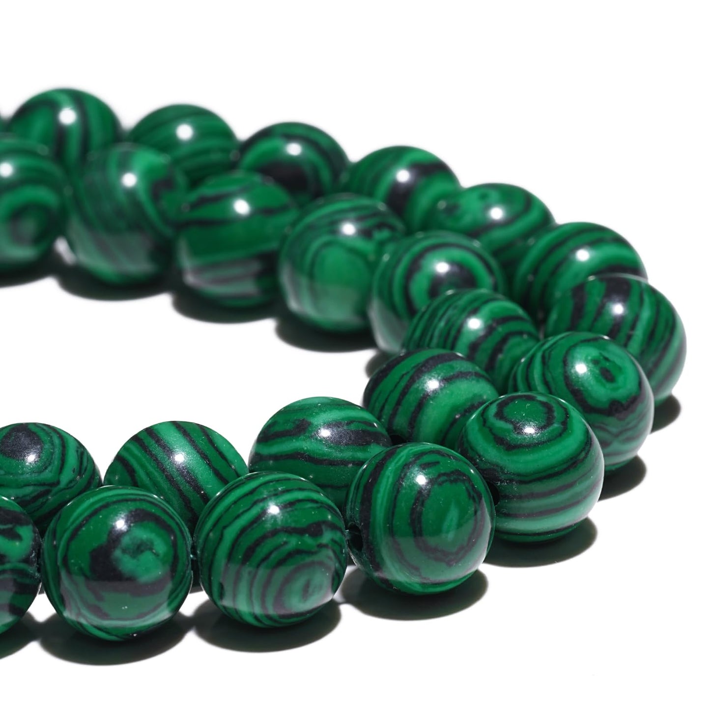 10mm Natural Green Malachite Gemstone Beads Polished Round Smooth Stone Beads for Bracelets Jewelry Making 15inch Loose Beads