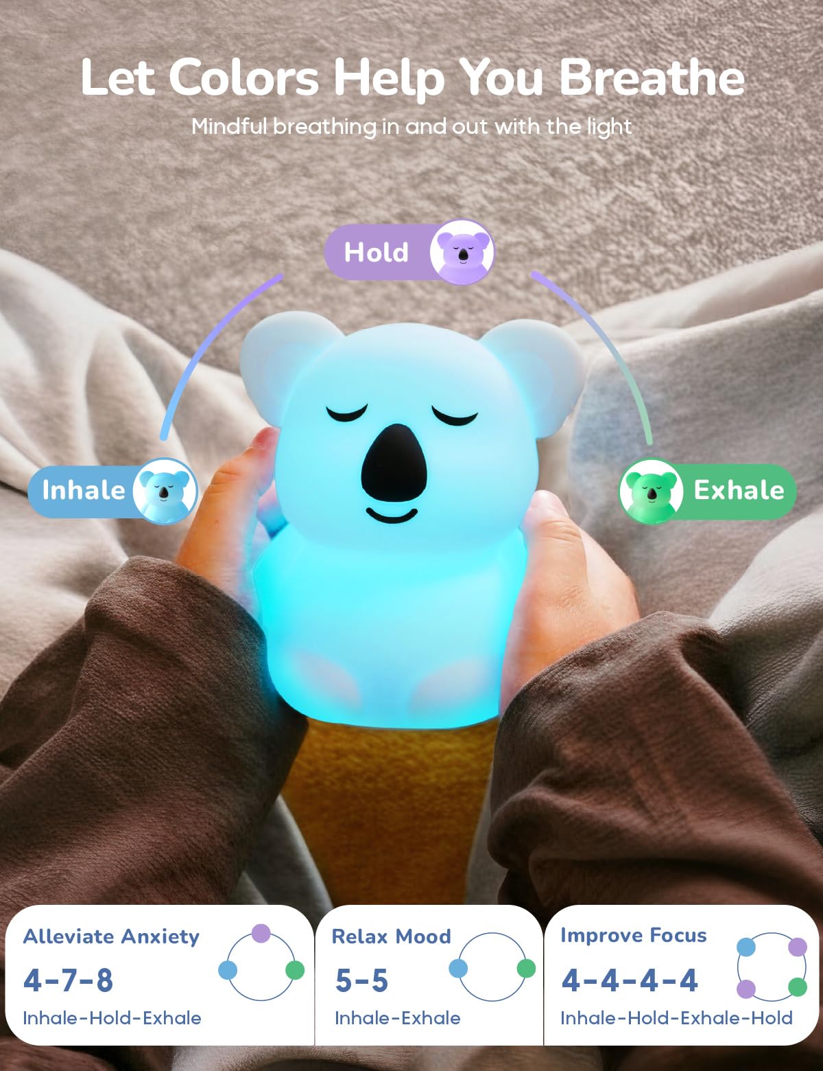 Breathing Pal 'Kyle'- Mindfulness Breathing Light, Guided Visual Meditation Breathing Light, Anxiety Relief Items for Calm Down Corner/Meditation/Sleep for Adult&Kid
