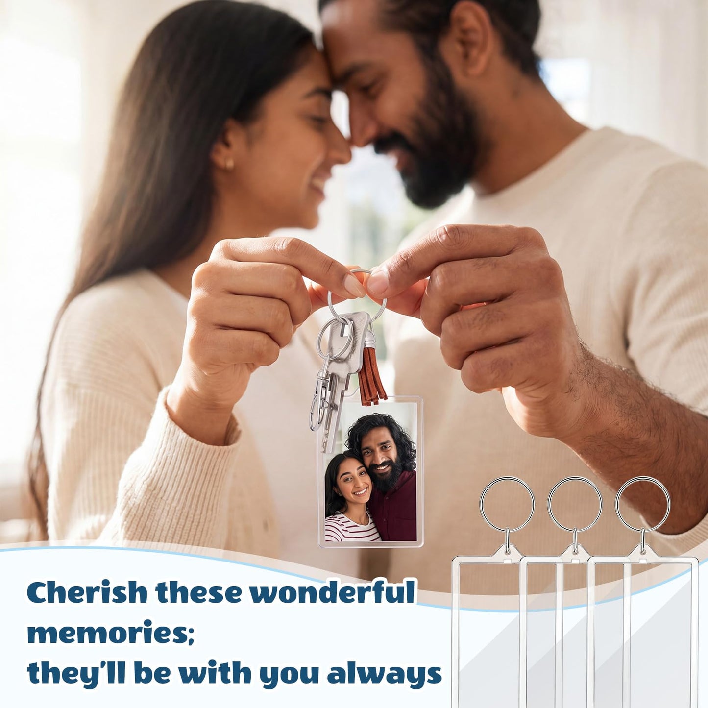 Chuangdi 25 Pack Large Acrylic Photo Keychains with Tassels 3x2.2 inch Custom Picture Frame Keyring for DIY Making Supplies