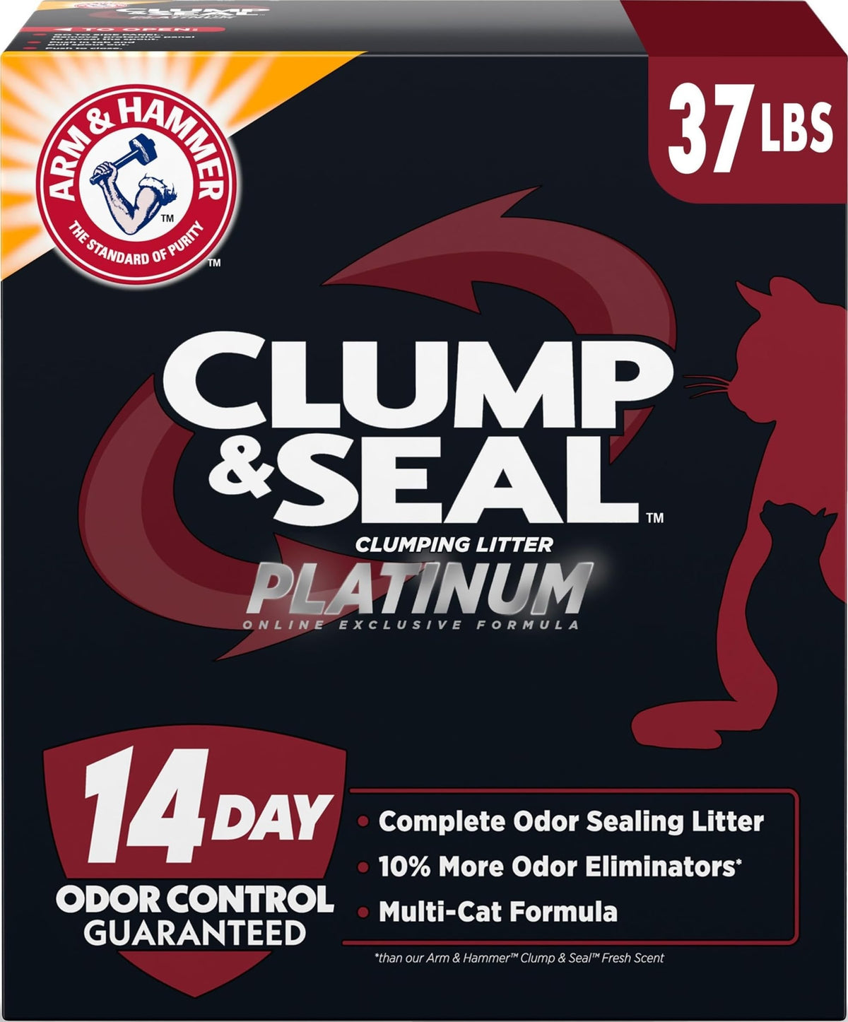 ARM & HAMMER Clump & Seal Platinum Clumping Cat Litter, Online Only, 37 Lbs