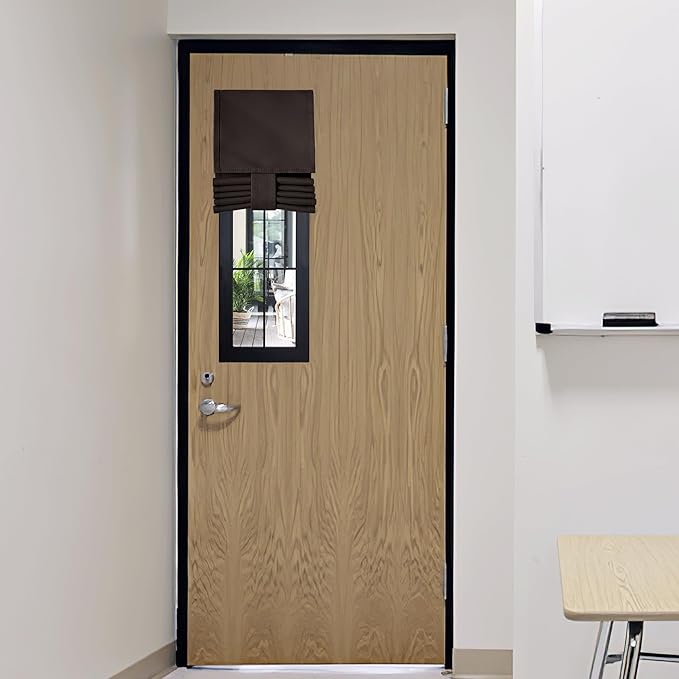 RYB HOME Classroom Door Window Cover, Blackout Shades for Classroom Windows and Doors Cover Lockdown Shades, Room Darkening Design Blocks Views, W 8 x L 36, 1 Panel, Brown