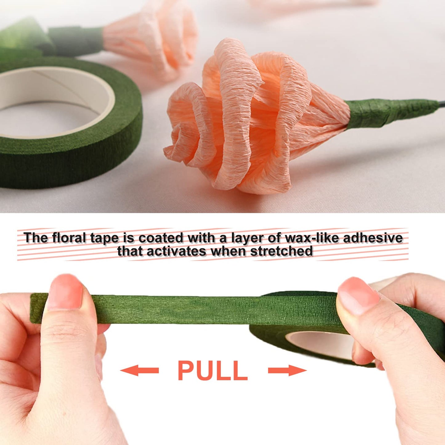 Cettkowns 12 Rolls 1/2 Inch 30 Yard Green Floral Tape for Bouquet Stem Wrapping - Adhesive, Waterproof and Flexible (Dark Green)