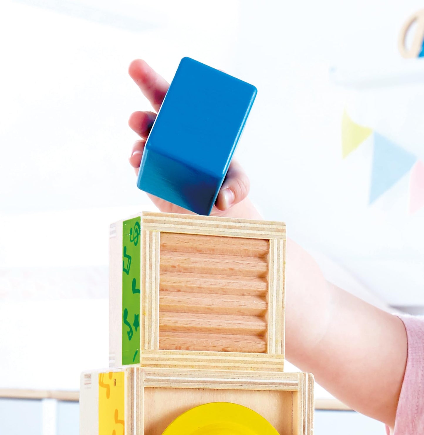 Hape Stacking Music Set | Colorful 6 Piece Musical Box Toy, Wooden Set for Kids 18 Months+