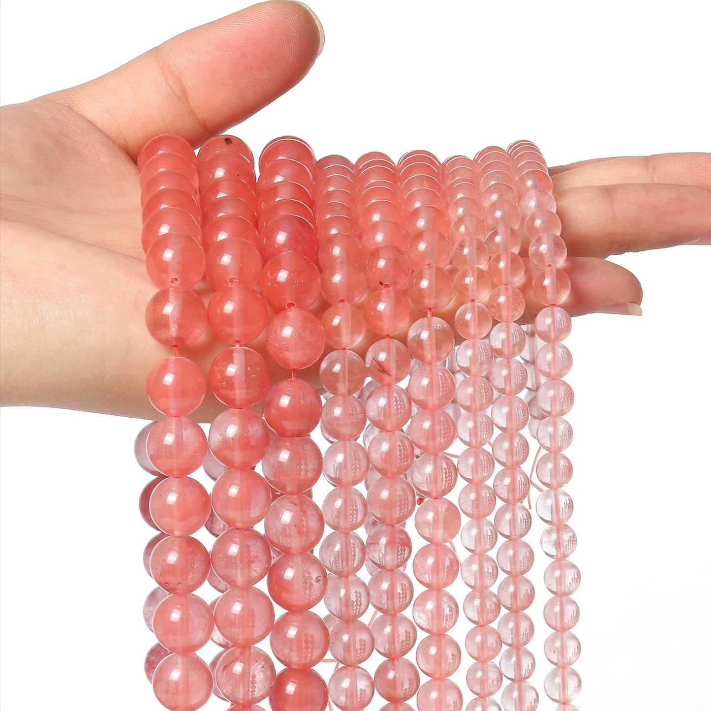 About 60pcs 6mm Natural Stone Beads Watermelon Crystal Beads Crystal Gemstone for Jewelry Making, DIY Bracelet Necklace