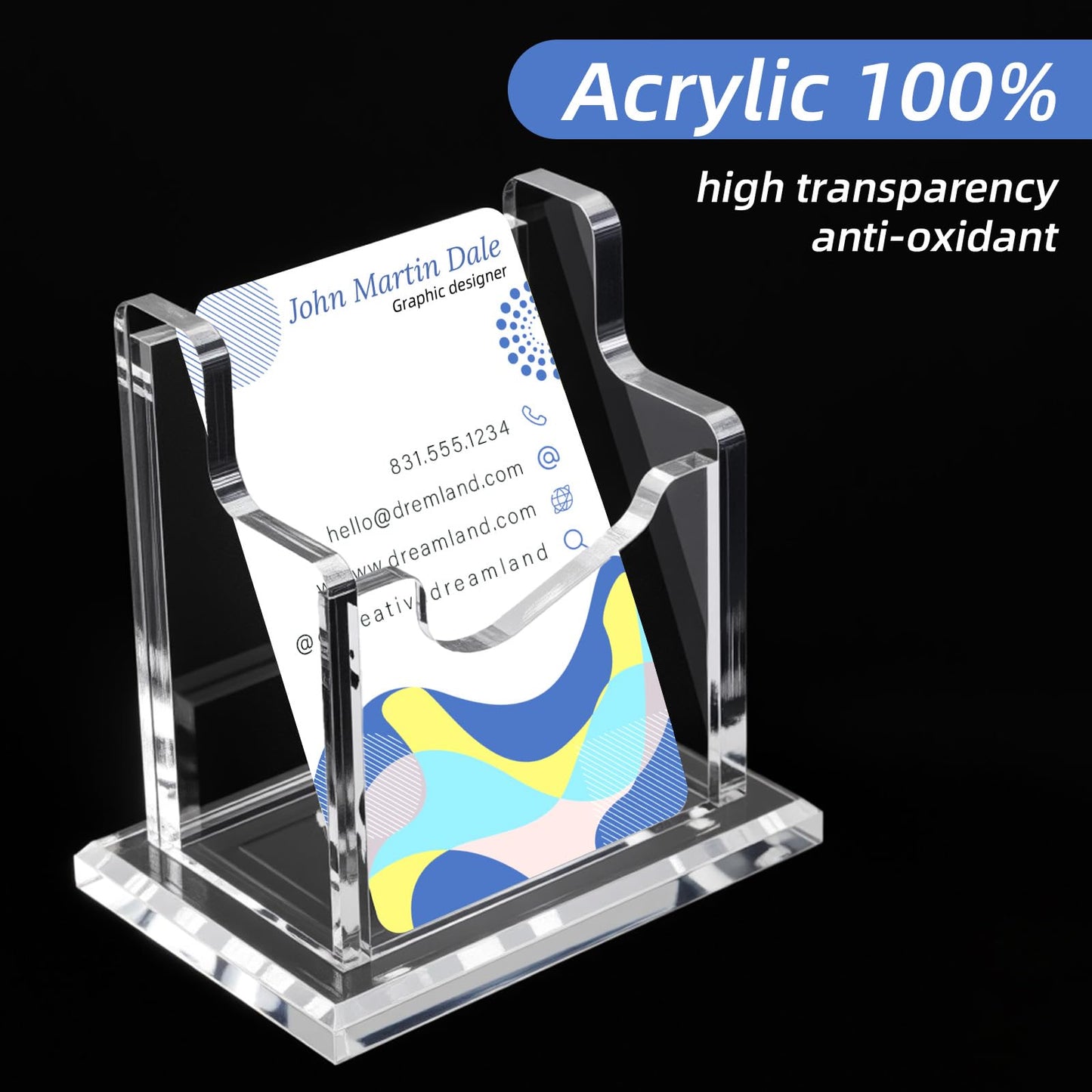 zisiueel 4 Packs Acrylic Business Cards Holders for Desk, Vertical Clear Busines Name Card Display Stand, Desk Accessory Business Name Card Organizer (Vertical, 1-Slot)