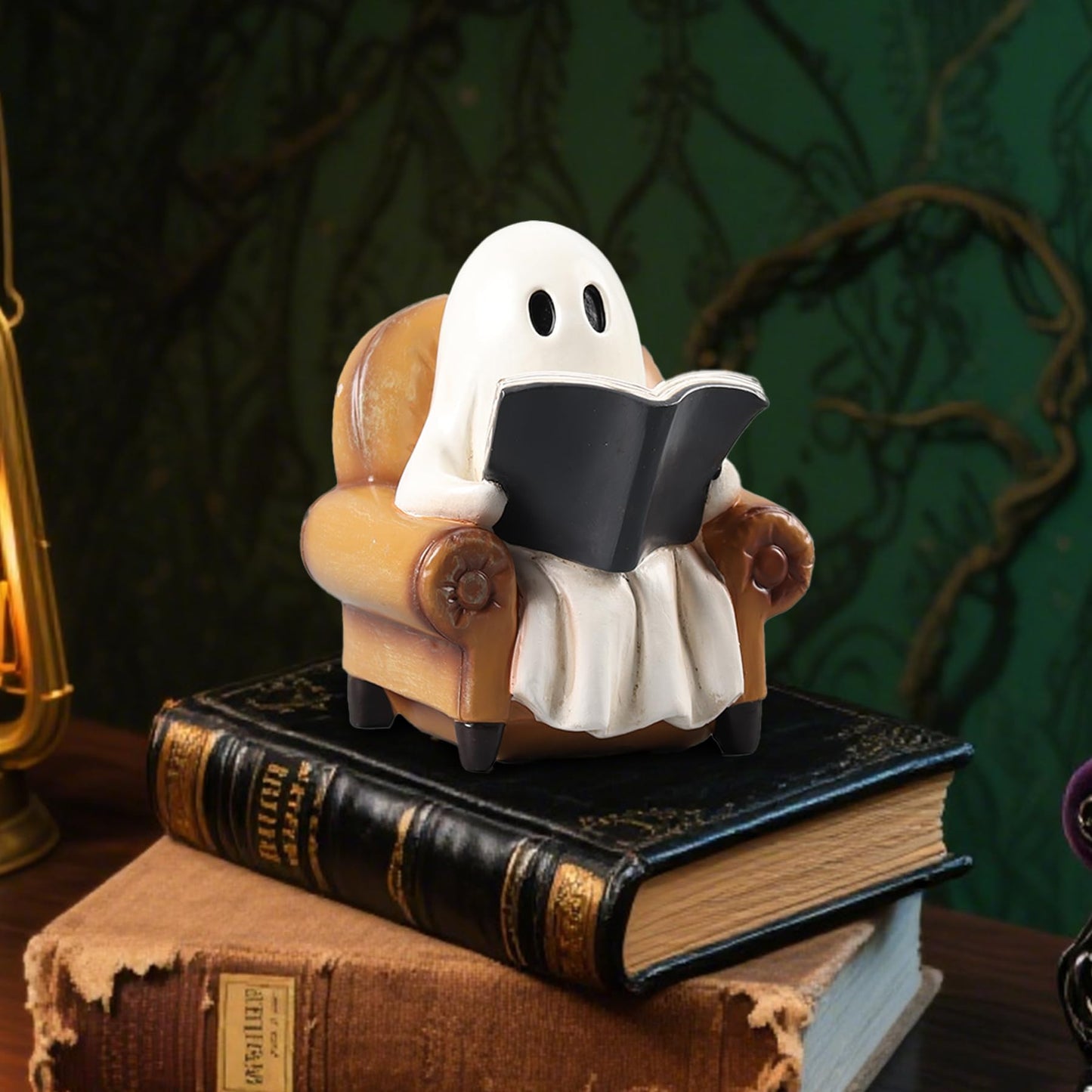 PAJH Ghost Reading Book Figurines Ghost Decor, Book Lovers Gifts for Readers Women Housewarming Gifts, Bookshelf Decor Desk Decorations for Home Office