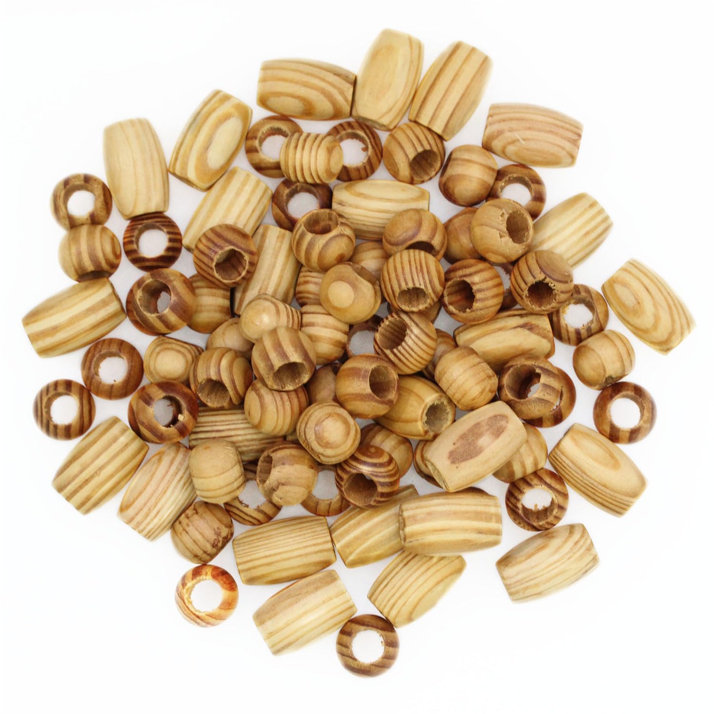 BetterJonny 140Pcs Large Hole Natural Wood Beads - Round Wooden Spacer Beads for Macrame Bracelet Jewelry Craft Making (2 Size)