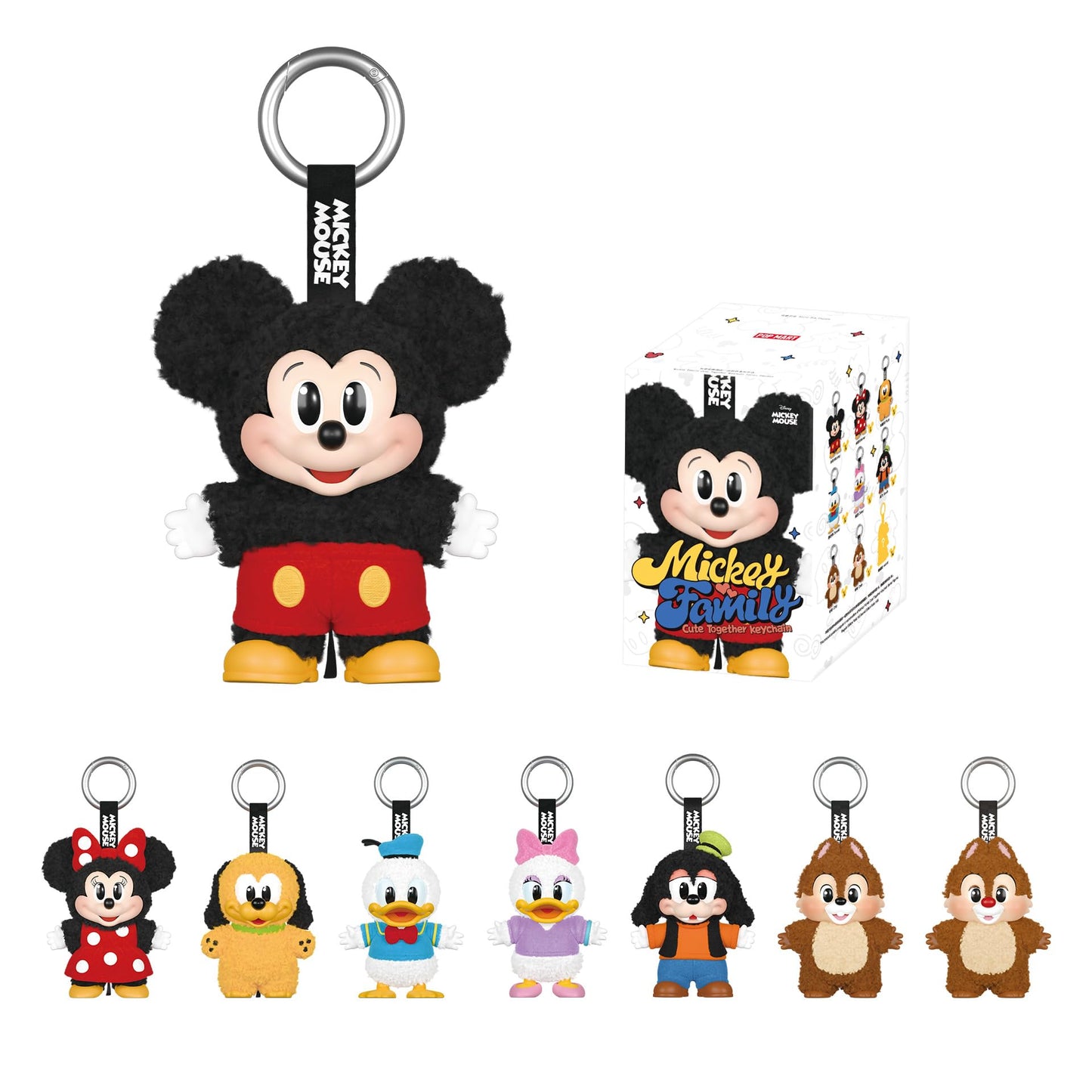 POP MART Mickey Family Figures Cute Together Keychain Series Blind Box ,Random Design Action Figures Collectible Toys Home Decorations, Single Box