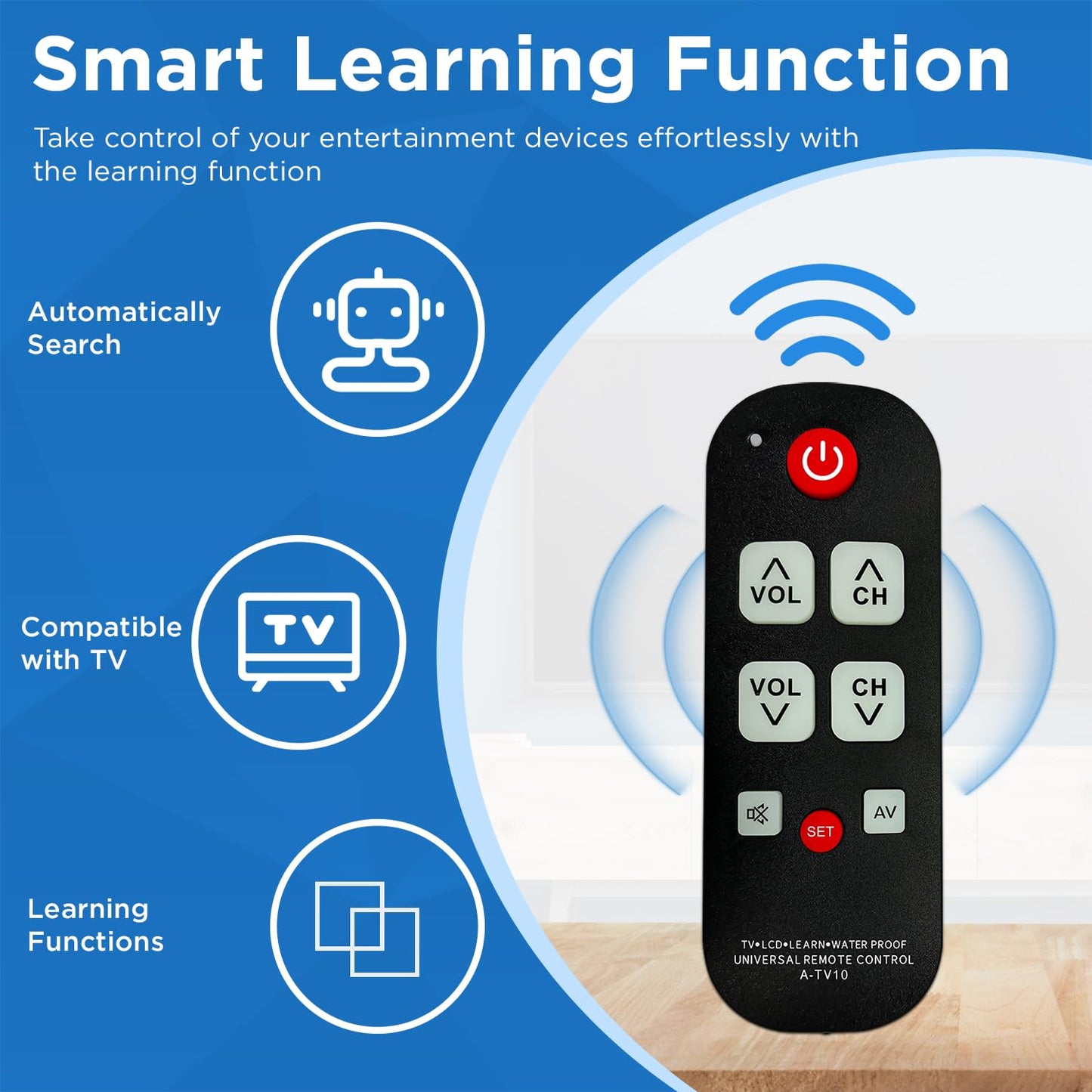 Universal Big Button TV Remote for Seniors, Elderly - Simple Remote - Easy to Use and Set Up with Auto Search & Learning Functions for Major TV Brands, Dementia Friendly Gifts