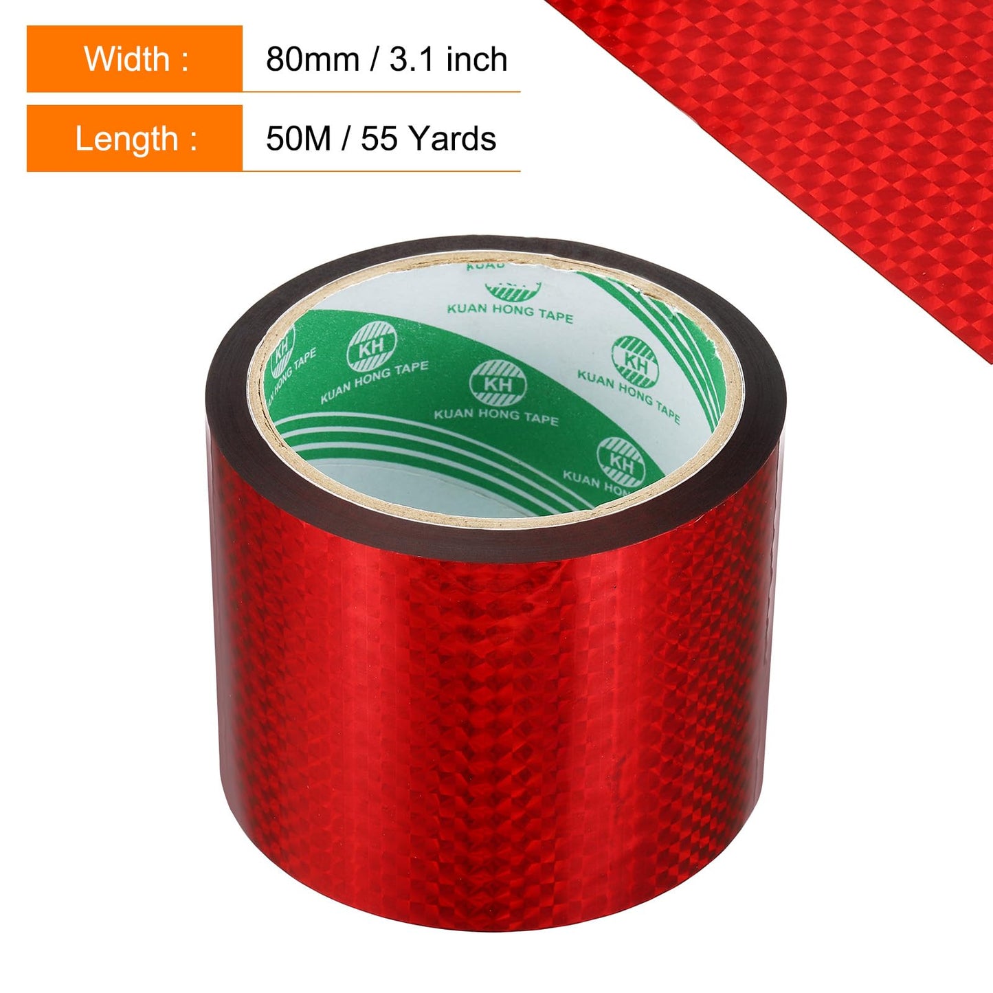uxcell Washi Prism Tape 3.1 Inch x 55 Yards Holographic Metalized Reflective Tape for Holiday Packaging and Decoration, DIY and Art Craft (Red)