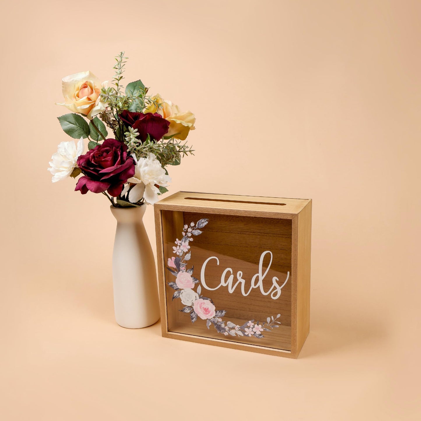 Hanna Roberts Wooden Card Box for Reception, Money Gift Card Box, Card Storage Box for Wedding Decorations and Party Gifts