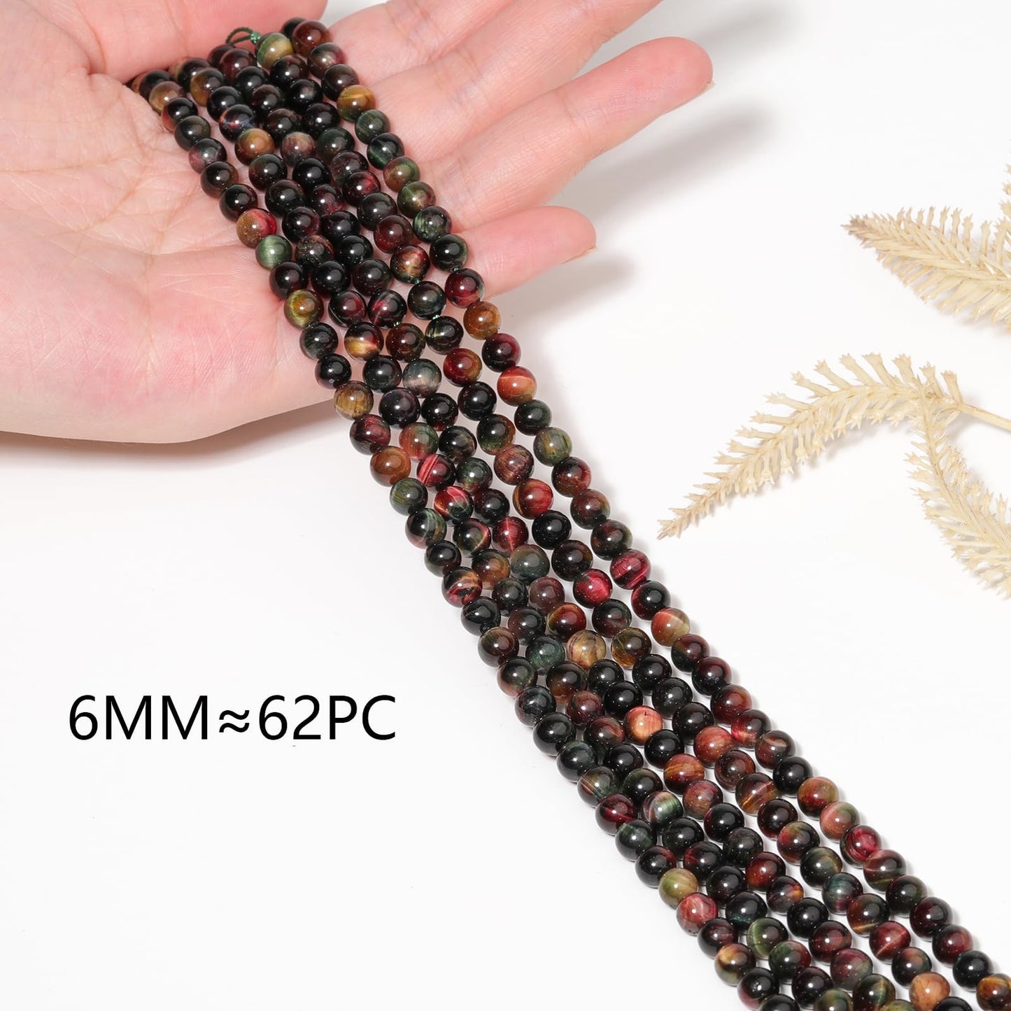 Yochus Natural Tiger Eye Beads, 60Pcs 6MM Onyx Agate Color Enhance Round Loose Beads Bulk, DIY Charm Smooth Gemstone Beads for Jewelry Making(4mm 8mm 10mm 12mm Beads)