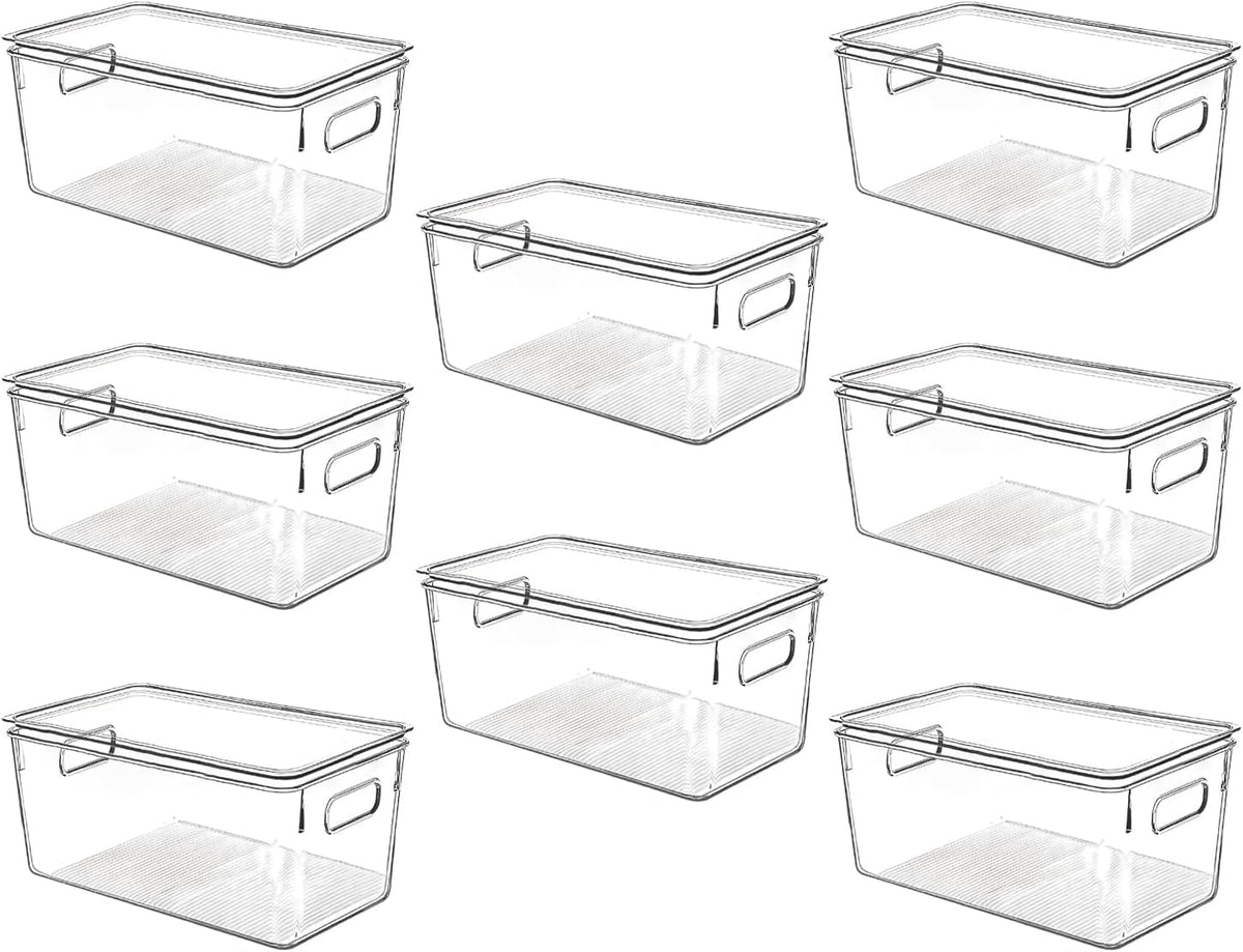 Clear Plastic Storage Bins with Lids (8 Count)