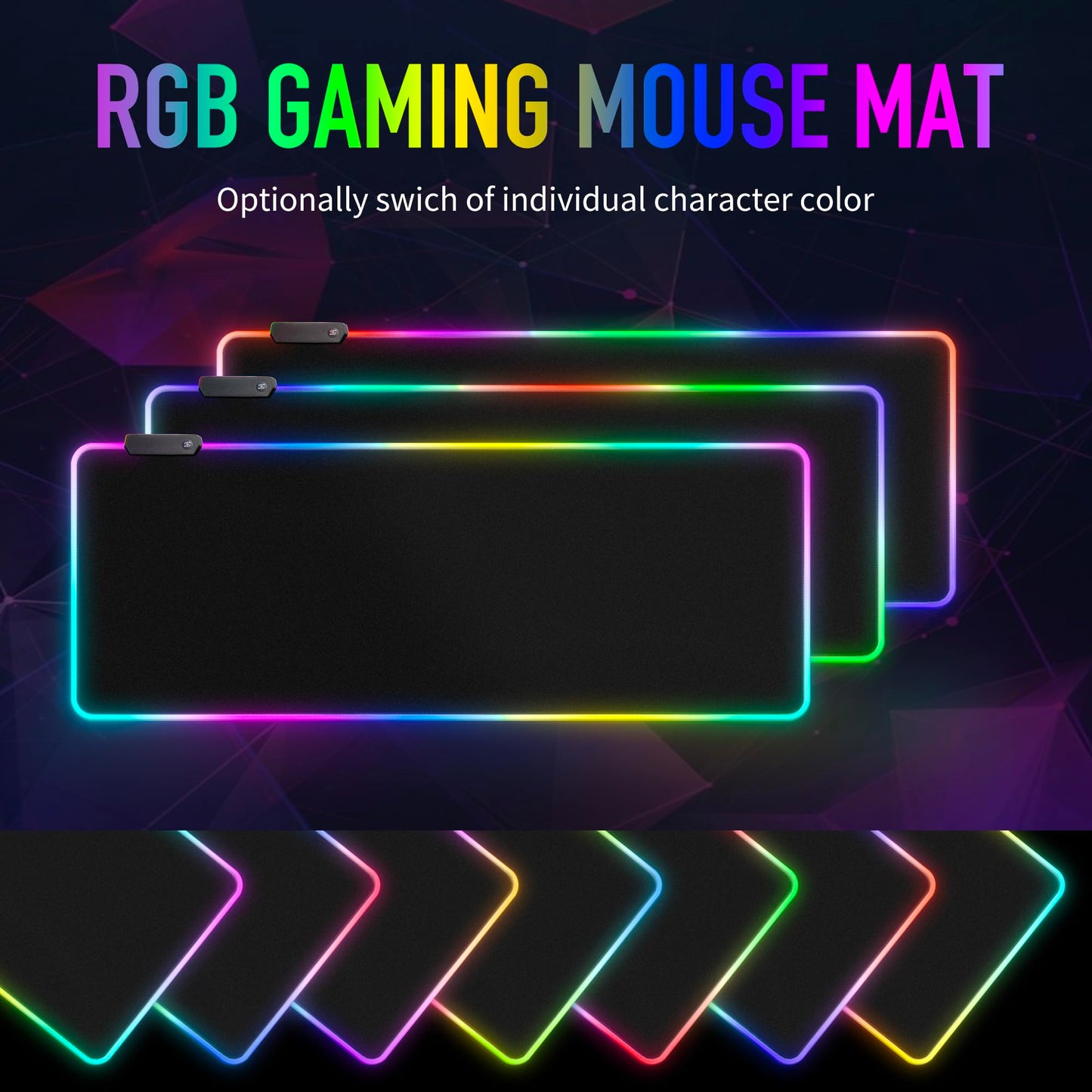 Large RGB Gaming Mouse Pad -15 Light Modes Touch Control Extended Soft Computer Keyboard Mat Non-Slip Rubber Base for Gamer Esports Pros 31.5X11.8(RGB)