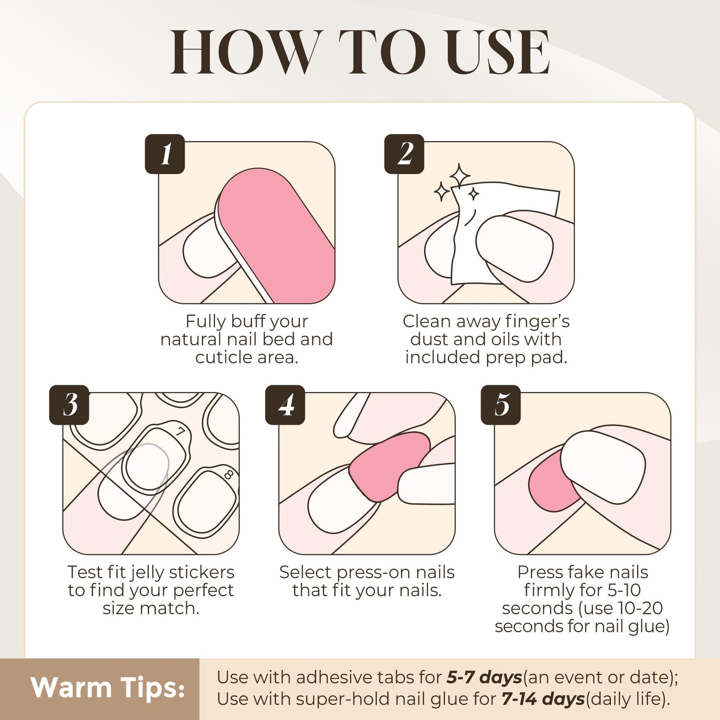 UNA GELLA Press On Nails Short Almond: Ombre Soft Gel Press Ons Kit with Nail Tips Glue on Nails, 16 Sizes - 32 Reusable Fake Nails, Pink Cream