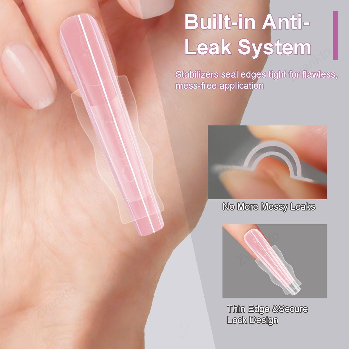 Zvarikto Sandwich Nails Dual Forms 240Pcs Oval Shape, Dual Nail Extension Forms with 15 Sizes, Reusable Plastic Nail Mold for Builder Gel & Poly Gel, No Paper Forms Needed, Salon & Home DIY Nail Art