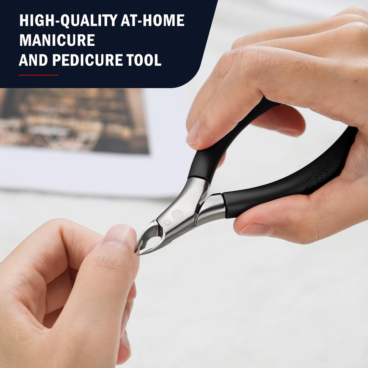 VION Cuticle Trimmer – Professional Cuticle Nippers, Rubber Coated Handle Manicure Tools – Stainless Steel Cuticle Cutter for Nails (5mm)