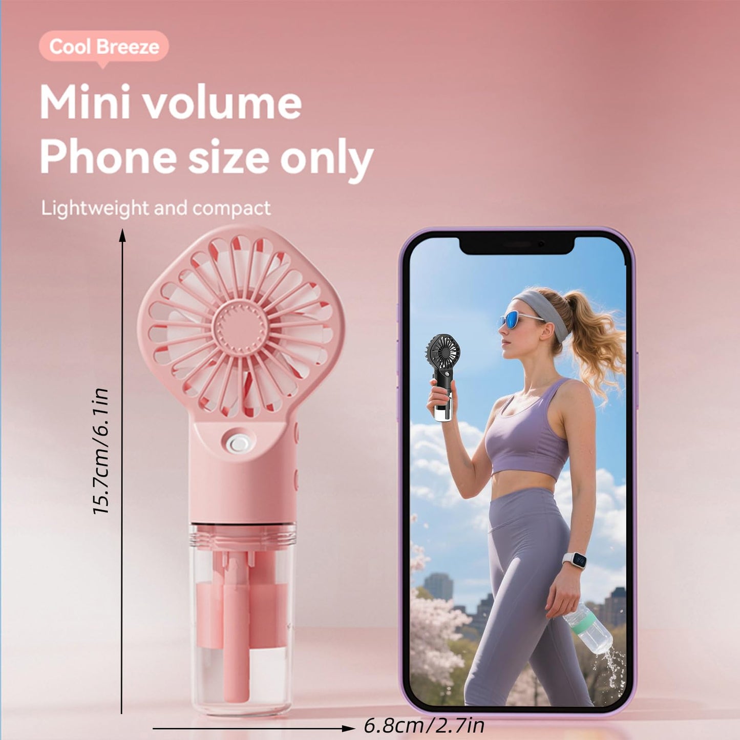 AIRPROSSING 3 Pack Misting Fan Portable - Handheld Mini Rechargeable with 4 Speeds & Water Mist - Ideal for Travel, Camping, Outdoor, Home, Office, Makeup,Commute
