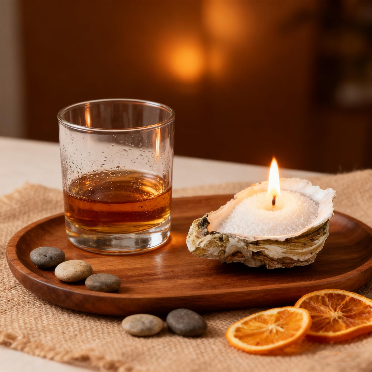 Whisky Scented White Pearled Candle 18oz Luxury Sand Candle Granulated Wax (18 Ounce)