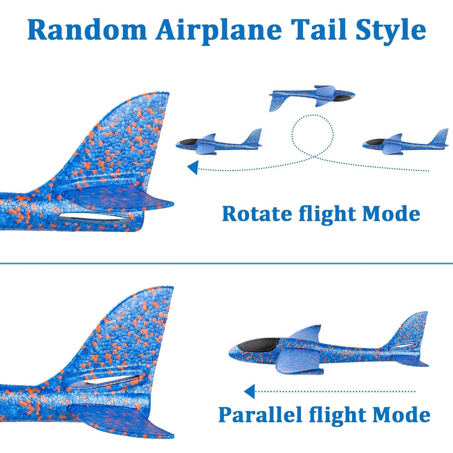 WenToyce 2 Pack Throwing Foam Airplanes, 17.5 Inches 2 Flight Mode Glider Inertia Planes Model, Manual Launch Epp Flying Aircraft Planes for Kids Outdoor Sport