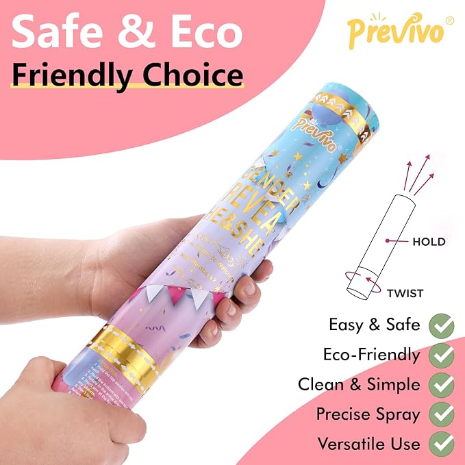 Gender Reveal Fire Extinguisher &Confetti Powder Cannon Set Pink 6 Pack-100% Biodegradable Powder Smoke - Ideas Party Gifts