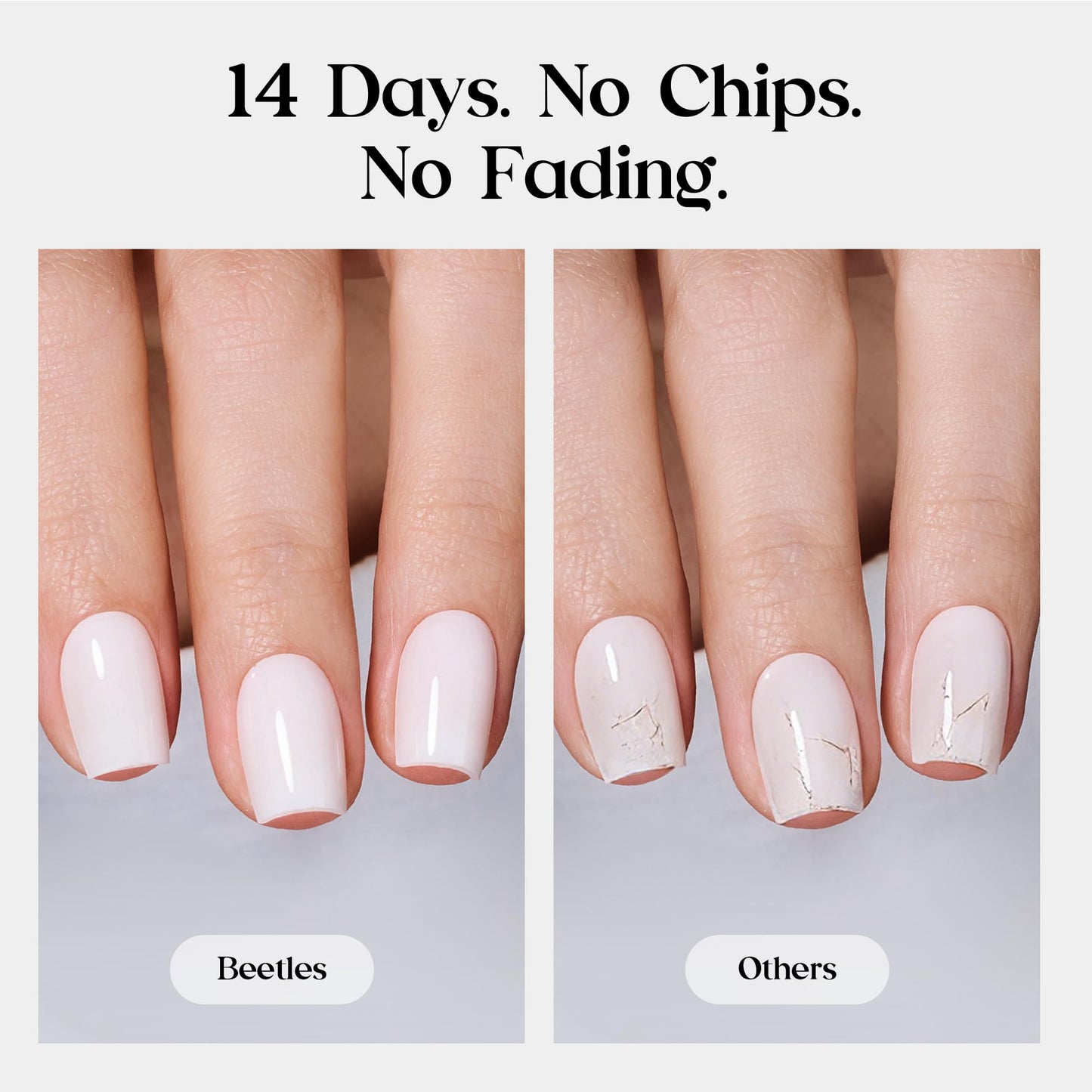 Beetles Natural Milky White Short Oval Press On Nails - White Press On Nails Short Oval with Nail Glue, Salon Quality in 16 Sizes - 32Pcs Soft Nail Gel Nail Kit Gift for Women