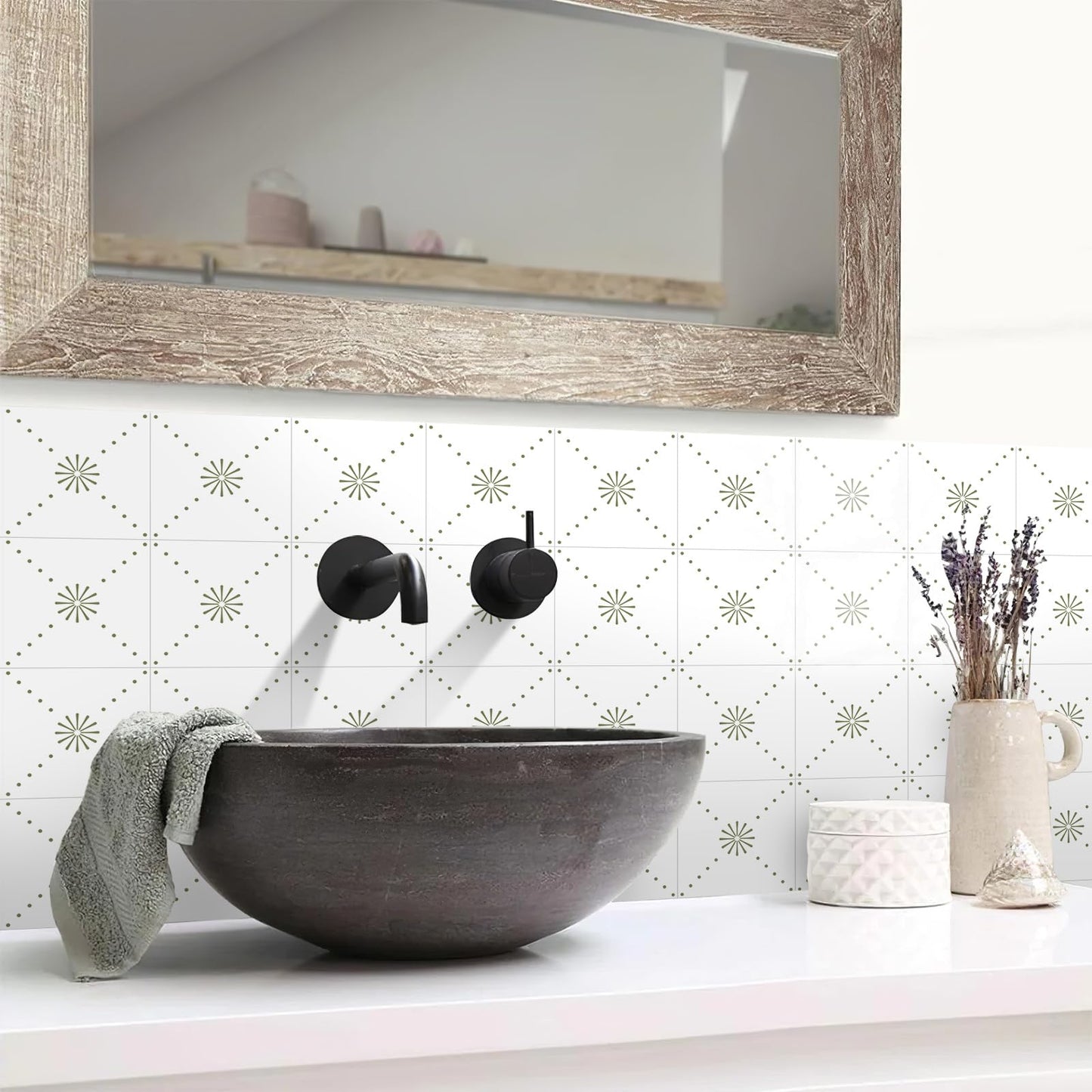 SVNOOC Peel & Stick Wall Tile Stickers 12 PCS Backsplash Self Adhesive 6" x 6", Decorative Wall Stickers for Kitchen Bathroom Tile Decals Waterproof Removable (Green)