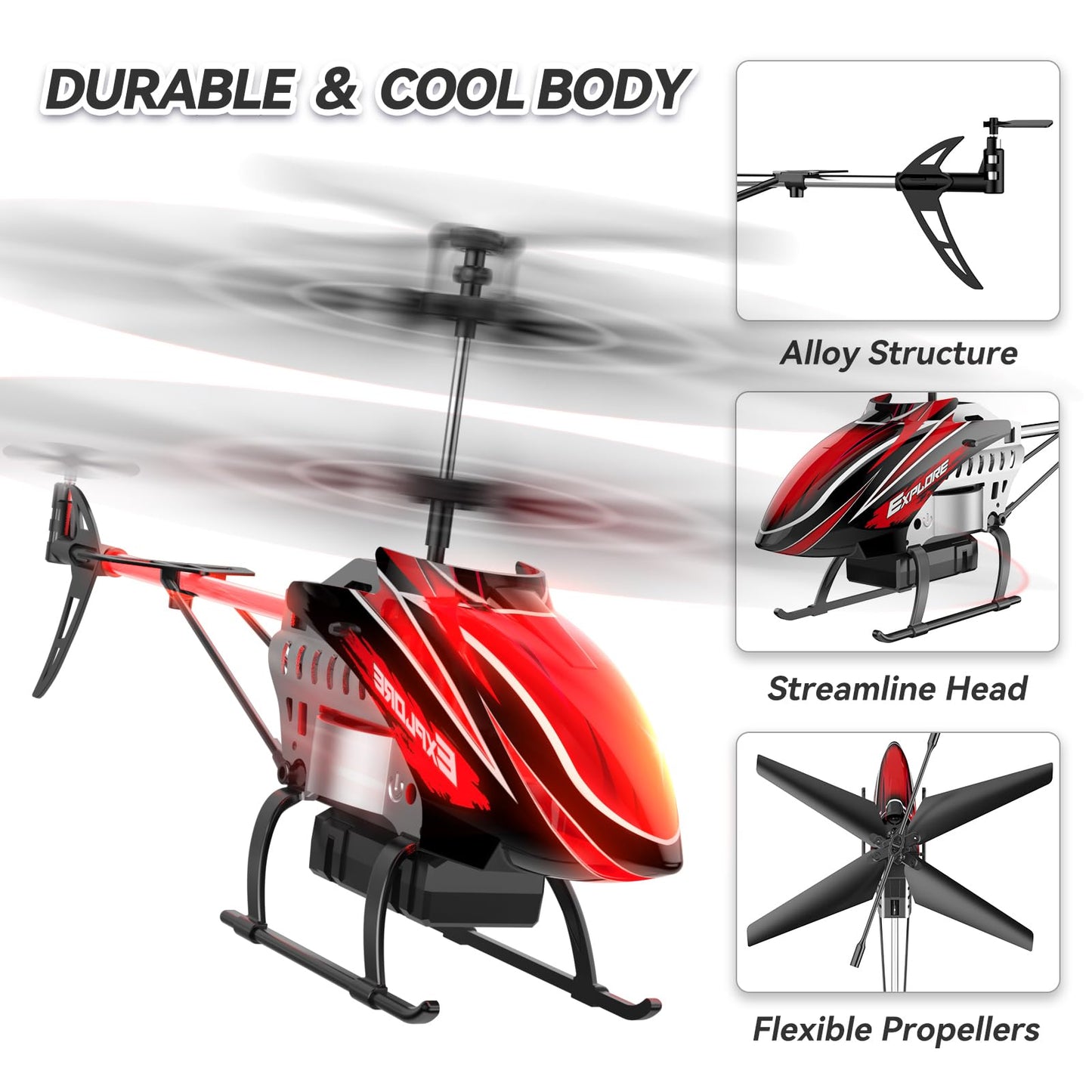 BUSSGO RC Helicopter X11C Pack with 4 Batteries, Remote Control Helicopter for Kids with 30Mins Flight(2 Batteries), 7+1 LED Light Modes, Altitude Hold, RC Toys for Boys Girls