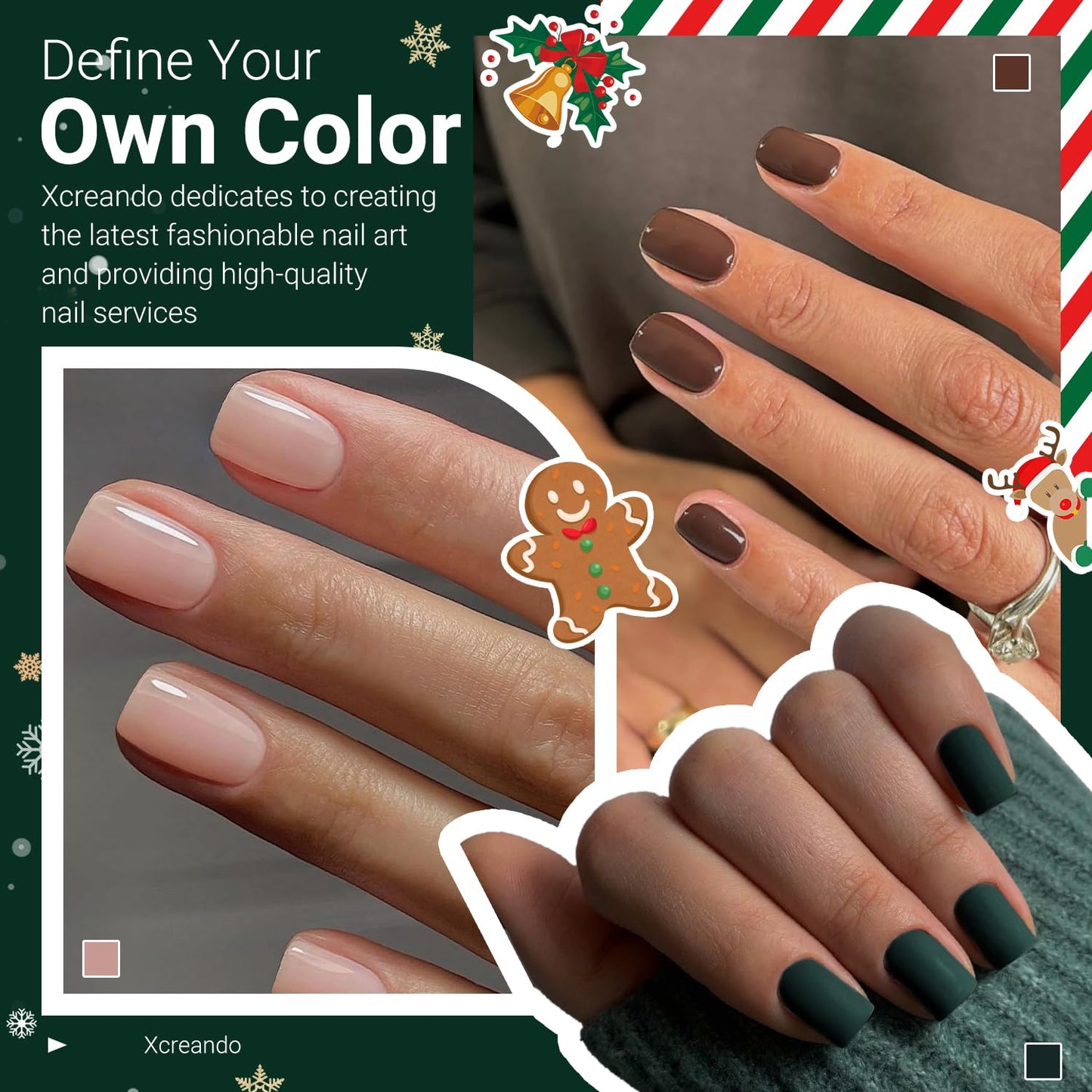 Matte Emerald Green Press on Nails Short Square Fake Nails Short Square Nails Press ons, Soft Gel Acrylic Glue on Nails Stick on for Women Thick Solid Color 24pcs