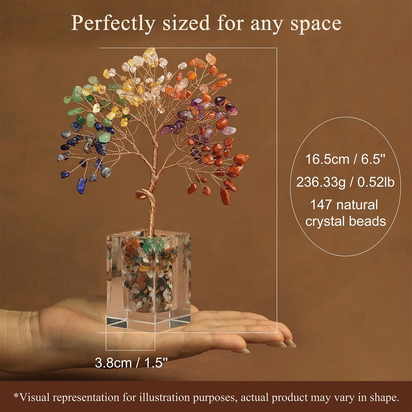 MAGIC AND MIRACLES Rose Quartz Crystal Tree of Life Office Desk Decor for Women Home Living Room Decorations, Handmade Bonsai Tree for Emotional Support Harmony Natural Healing