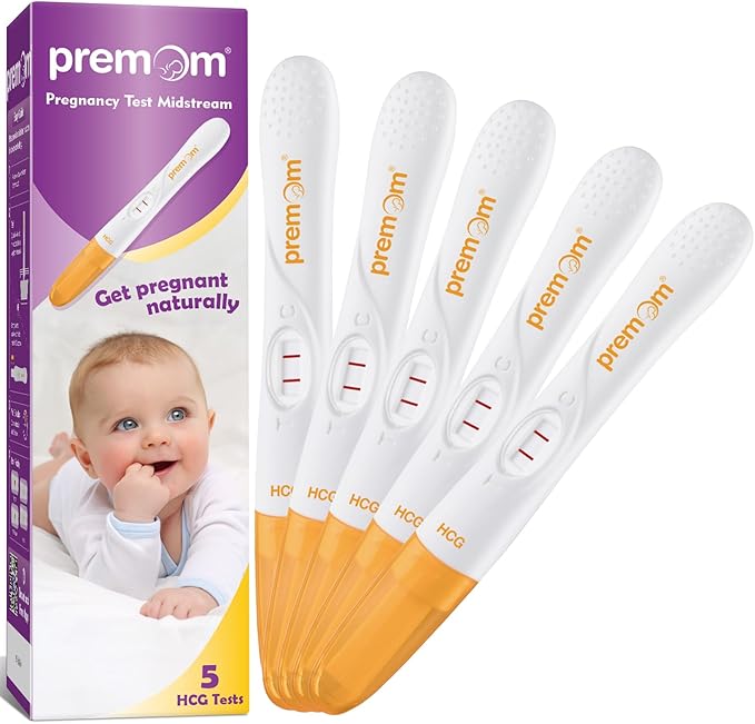 Premom Pregnancy Test Midstream: Early HCG Detection Sticks - 5 Pack Pregnant Test Kit