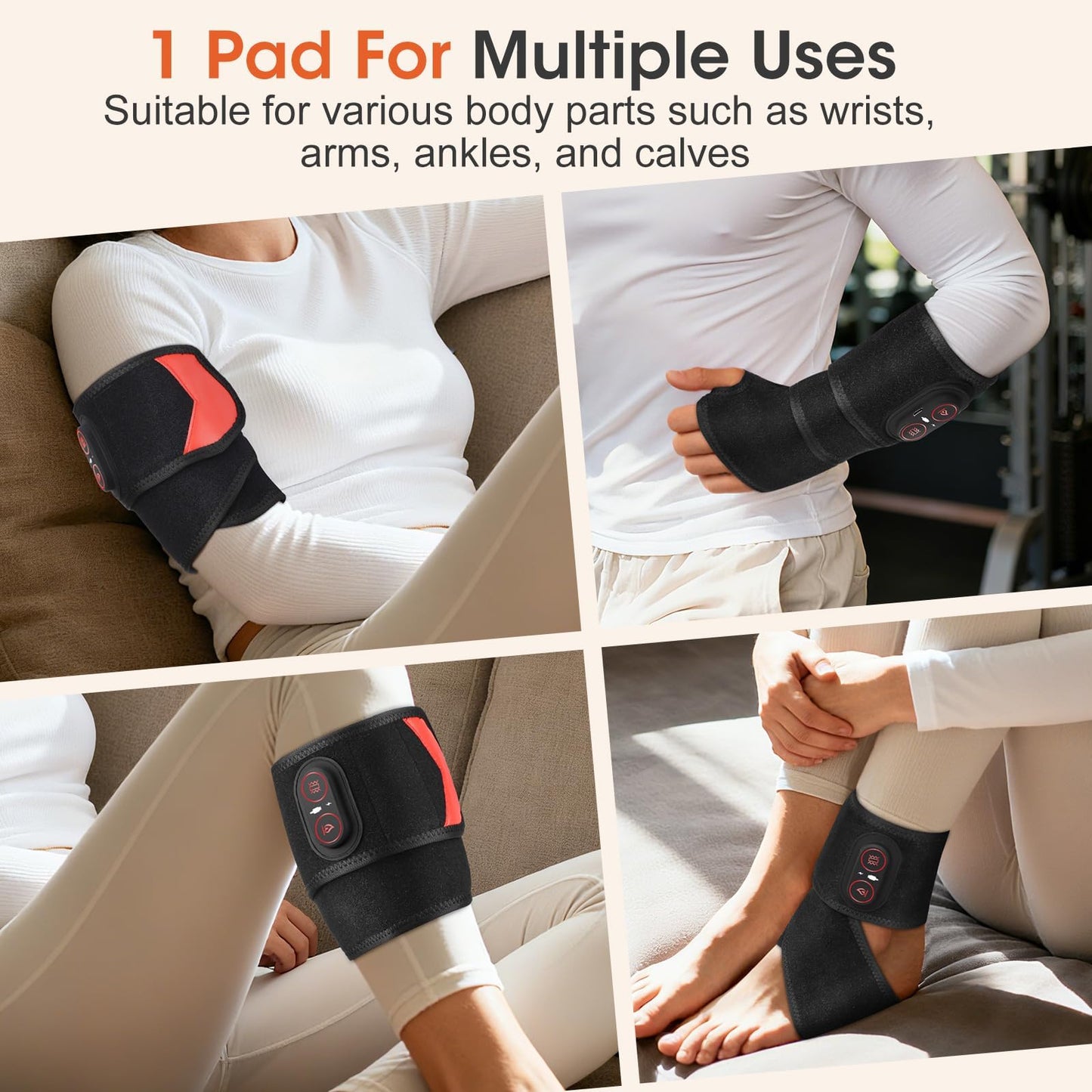 Cordless Wrist Heating Pad for Pain Relief, Rechargeable Wrist Massager for Carpal Tunnel,Heated Wrist Wrap for Arthritis Wrist Pain,Black
