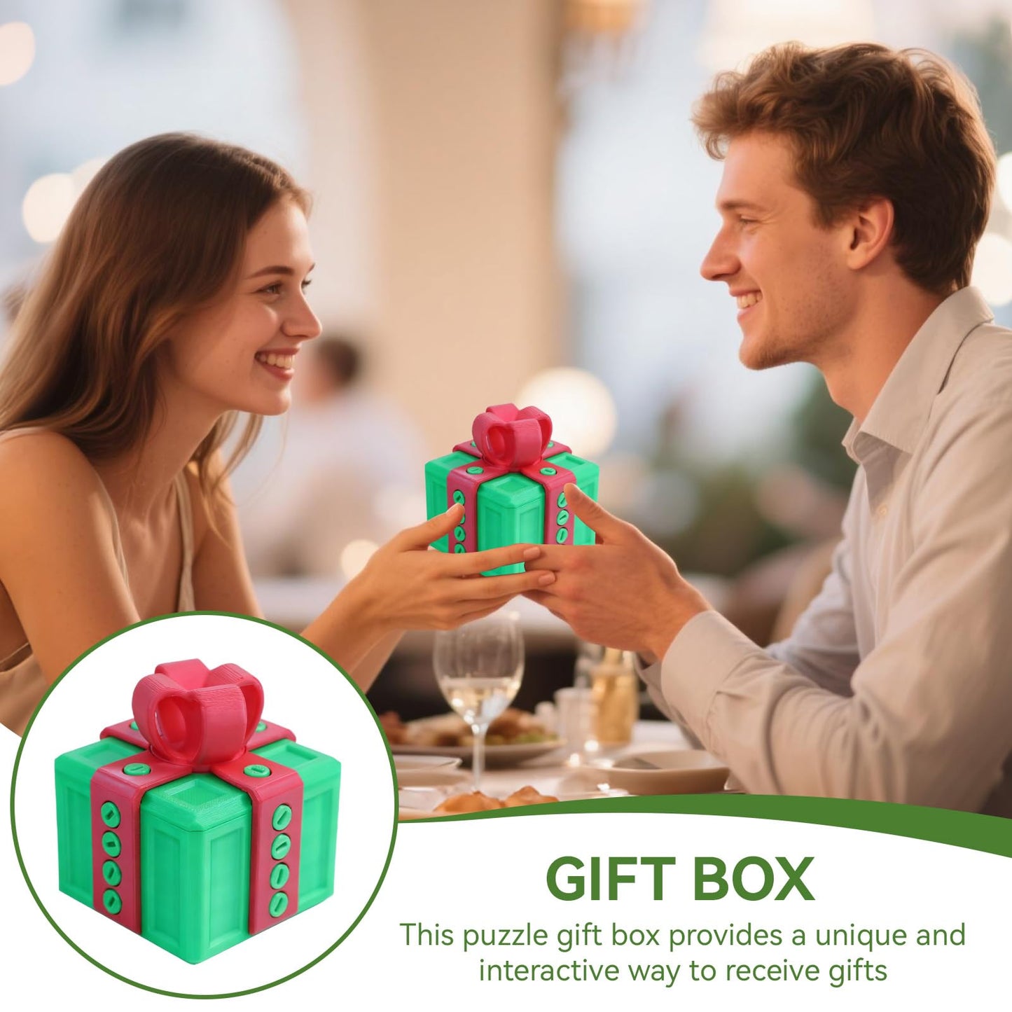 Frdhee Annoying Gift Box with Screws, 3D Printed Prank Screw Box Surprise Funny Prank Christmas Gift Box, Hilarious Money Card Container, Novelty 3D Printed Annoying Box, 6.5x6.5cm(Red green)