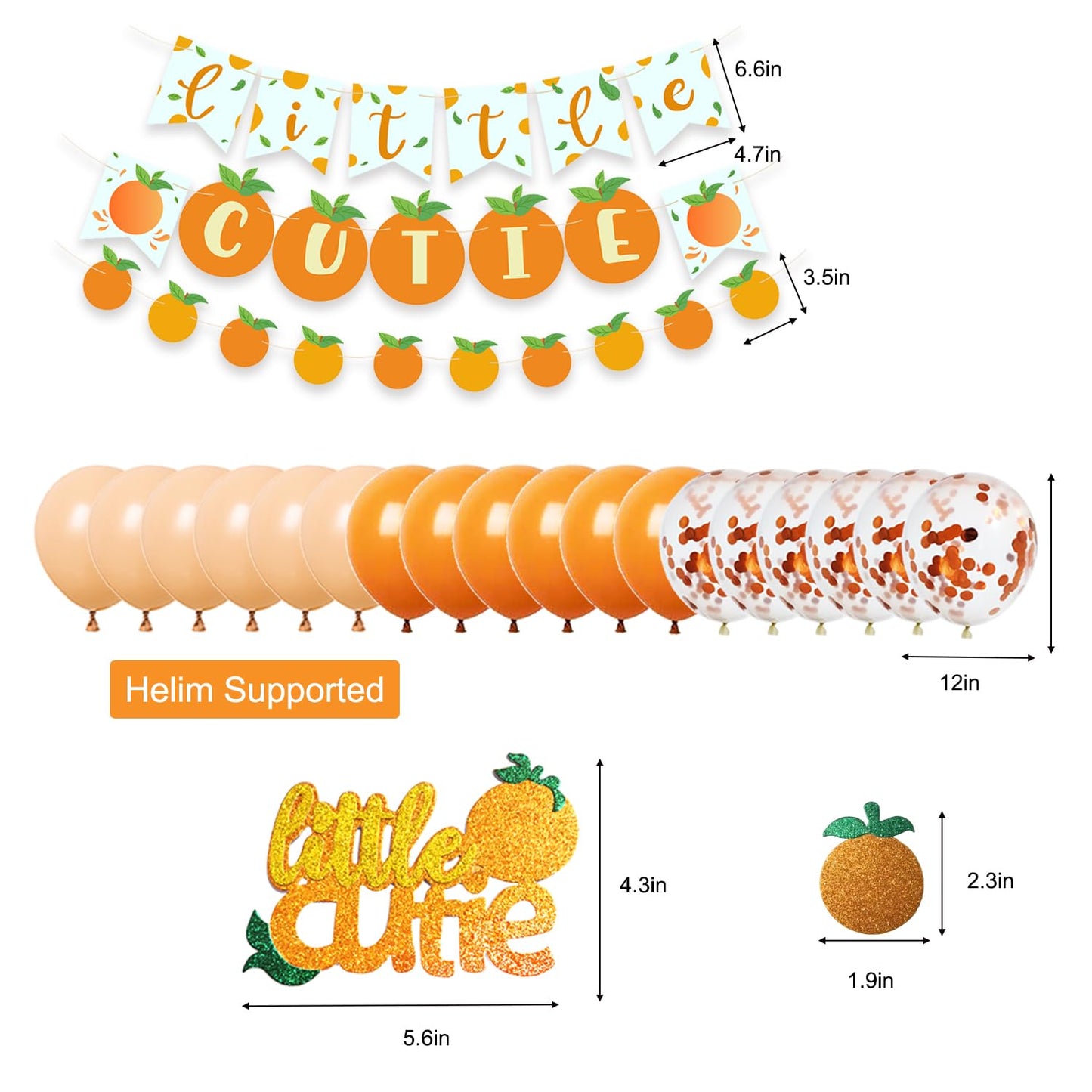 Little Cutie Baby Shower Decorations Orange Birthday Party Supplies Kit,Little Cutie Banner Cake Cupcake Toppers Decorations for Summer Orange Citrus Theme Party Supplies Tangerine Birthday Party