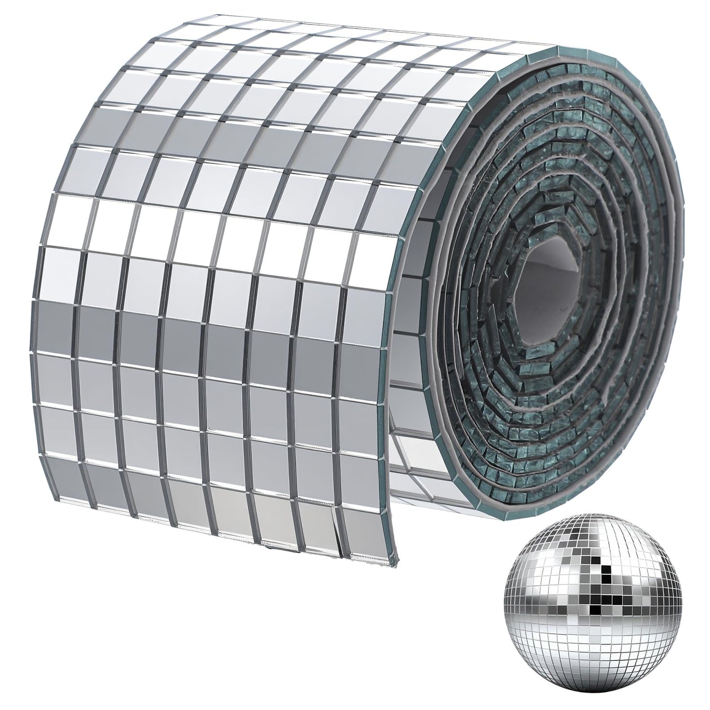 16000 Pcs Disco Ball Mirror Tiles, 10 Rolls Self-Adhesive Mirror Stickers, 5x5mm Real Glass Mini Square Mosaic Tiles for DIY Crafts, Home Decor, Party Decoration