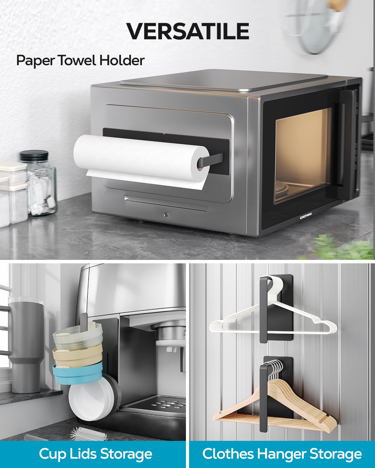Nieifi Magnetic Shelf for Fridge 4 Pack, Onion Potato Storage, Magnetic Fridge Organizer- Fruit & Vegetable Storage Basket with Utensils Racks, Paper Towel Holder for Kitchen, Laundry Room
