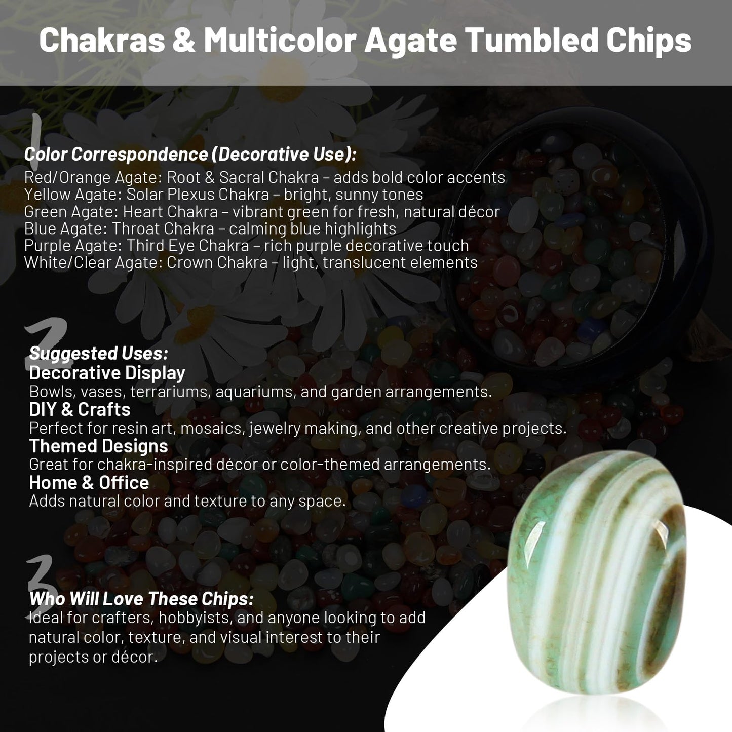1.1lb Natural Multicolor Agate Crystal Tumbled Chips-Agate Healing Crystals Chips, Crushed Crystal Gemstones for Crafts, Beautiful Package for Gift (Multicolor Agate)
