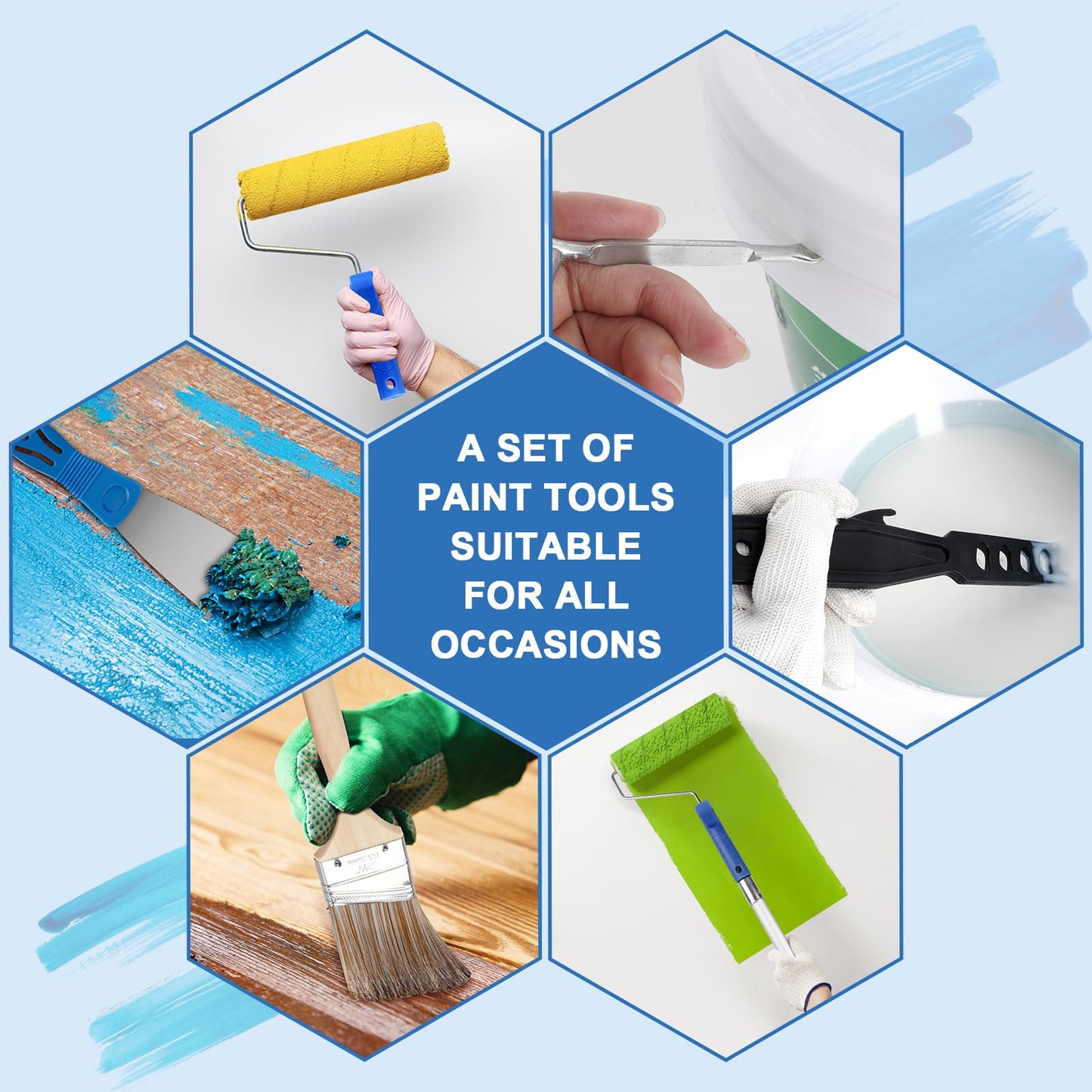Rhibak Paint Roller Kit with Extension Pole, 27 Piece Set, 2 to 4 Ft Pole, 4"9" Paint Rollers, Paint Brushes Set for Professional Painting,House Paint Roller for All Latex and Oil Paints & Stains