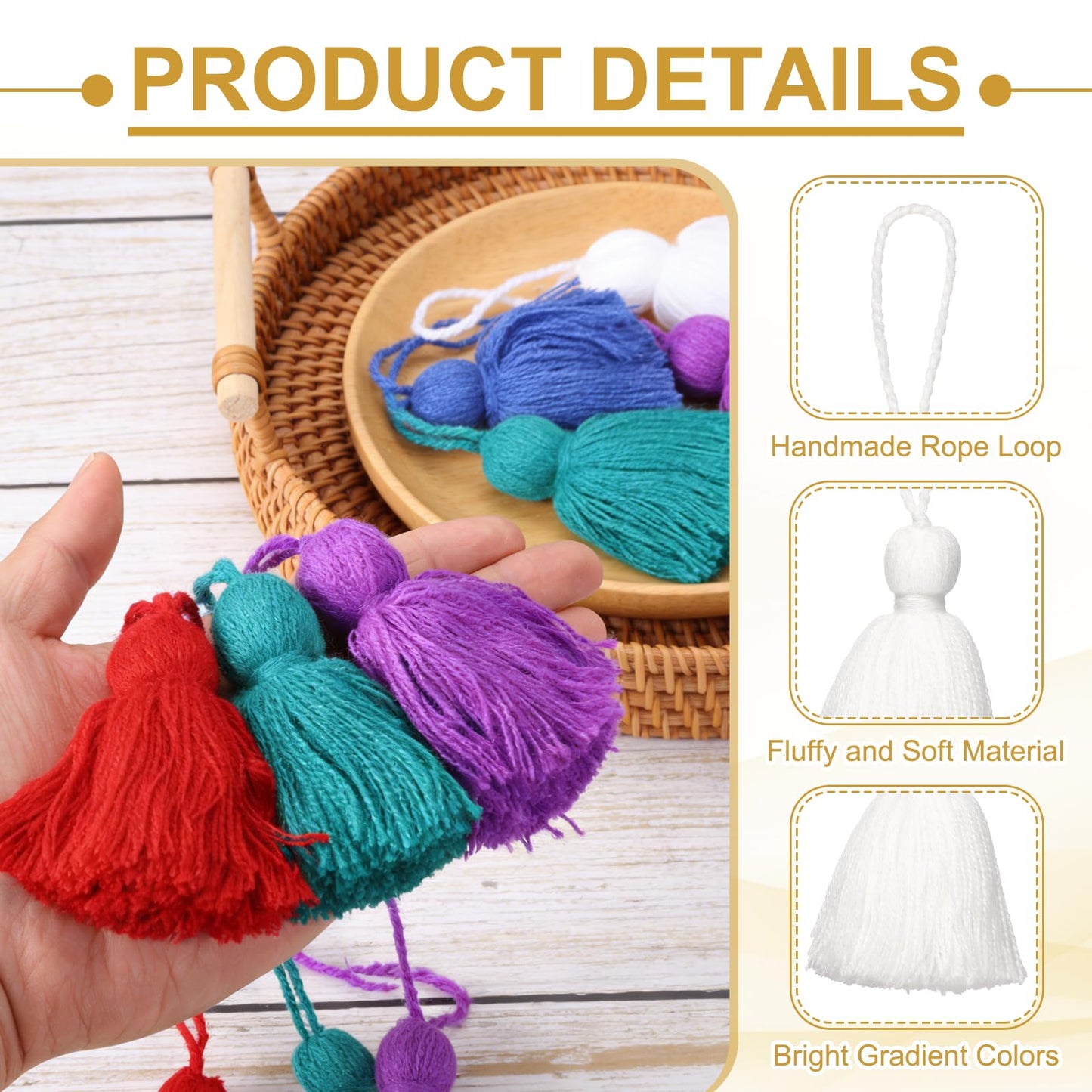 uxcell 10Pcs Mini Bookmark Tassels, 6" Gradient Polyester Tassels Soft Handmade Silky Floss with Cord Loop for Jewelry Making, Handbag, Pendant DIY Crafts, White