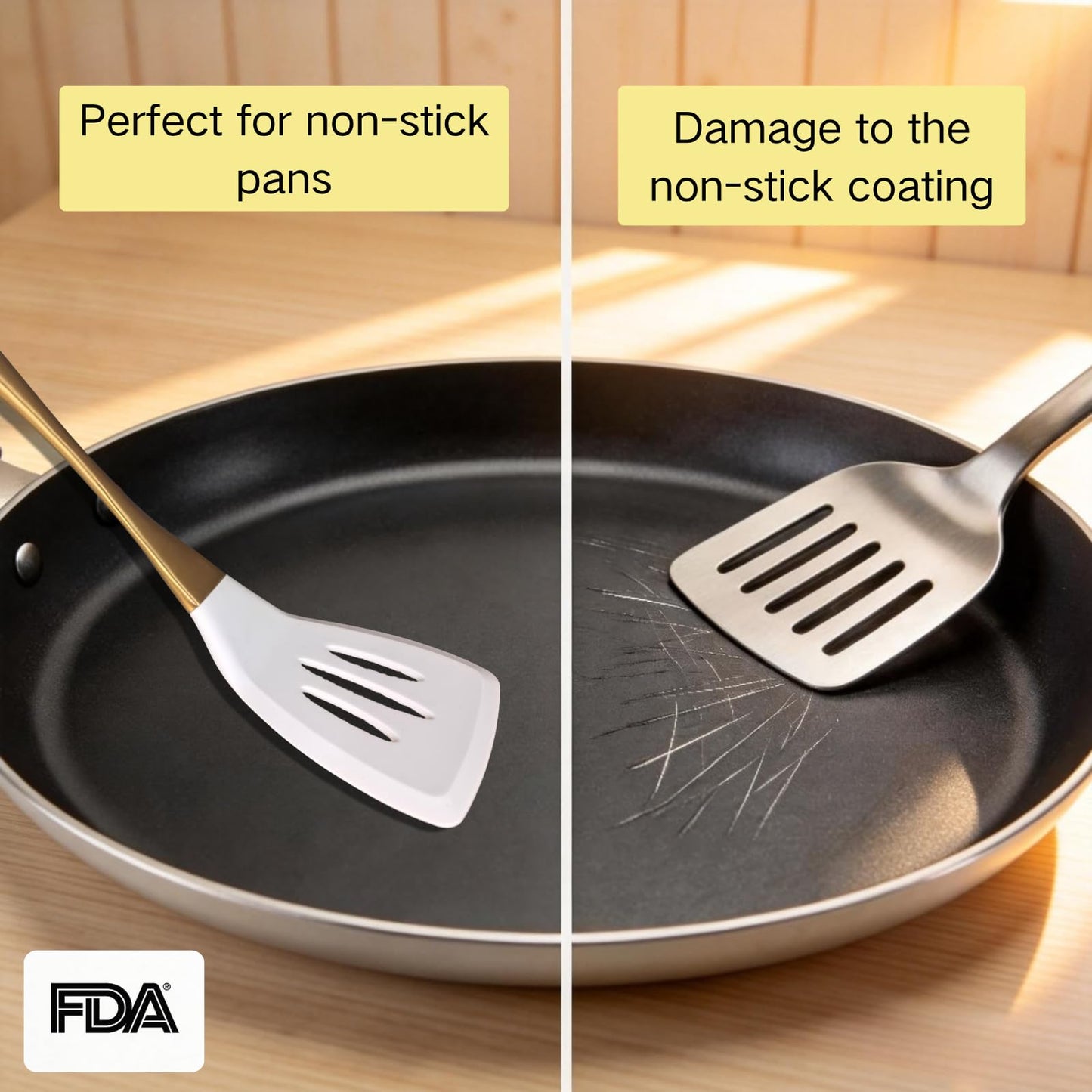 Elegant White Gold Silicone Cooking Utensils Set - Non-Toxic, Dishwasher Safe Kitchen Utensils Set with Heat Resistant Comfort Handles - Includes Spatula & Spoon for Nonstick Cookware
