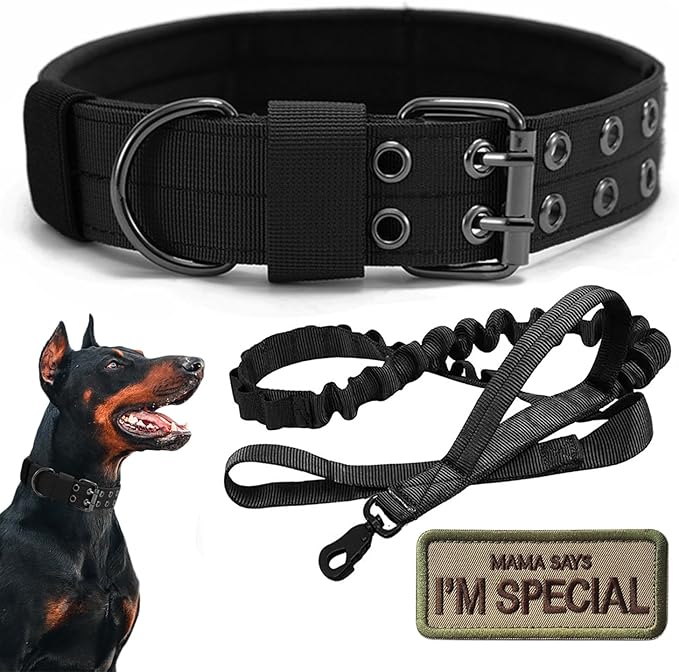 Tactical Dog Collar Heavy Duty Metal Buckle Collars for Medium Large Dogs