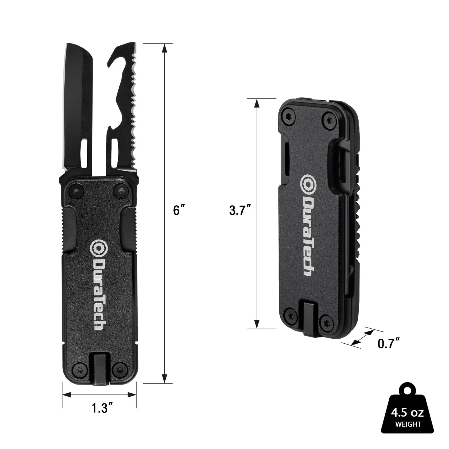 DuraTech 16-in-1 Multitool Knife, Gift for Men, Compact EDC Pocket Tool with Blade, Magnetic Bit Holder, 6 S2 Screwdriver Bits, Bottle Opener & Rope Cutter – Ideal for Camping, Hiking, Survival