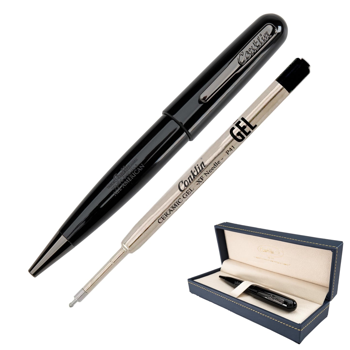 Conklin All American Gel Pen Raven Black | Luxury Gel Pen with Refillable Ink | Bold Design, Smooth Writing, Premium Quality