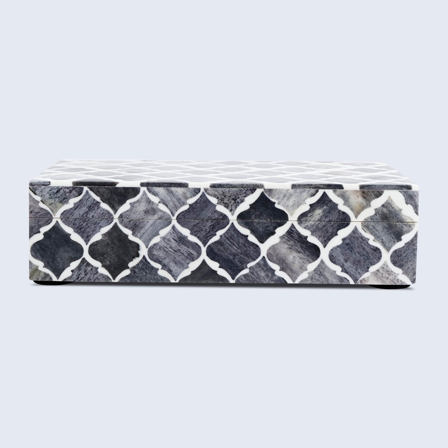 Handicrafts Home Small Decorative Storage Box with Lid, Moroccan Jewelry Keepsake Trinket Box Organizer, Wooden Coffee Table Dresser Storage Box, Gray, 8 x 5 x 2 Inch, Moroccan Collection