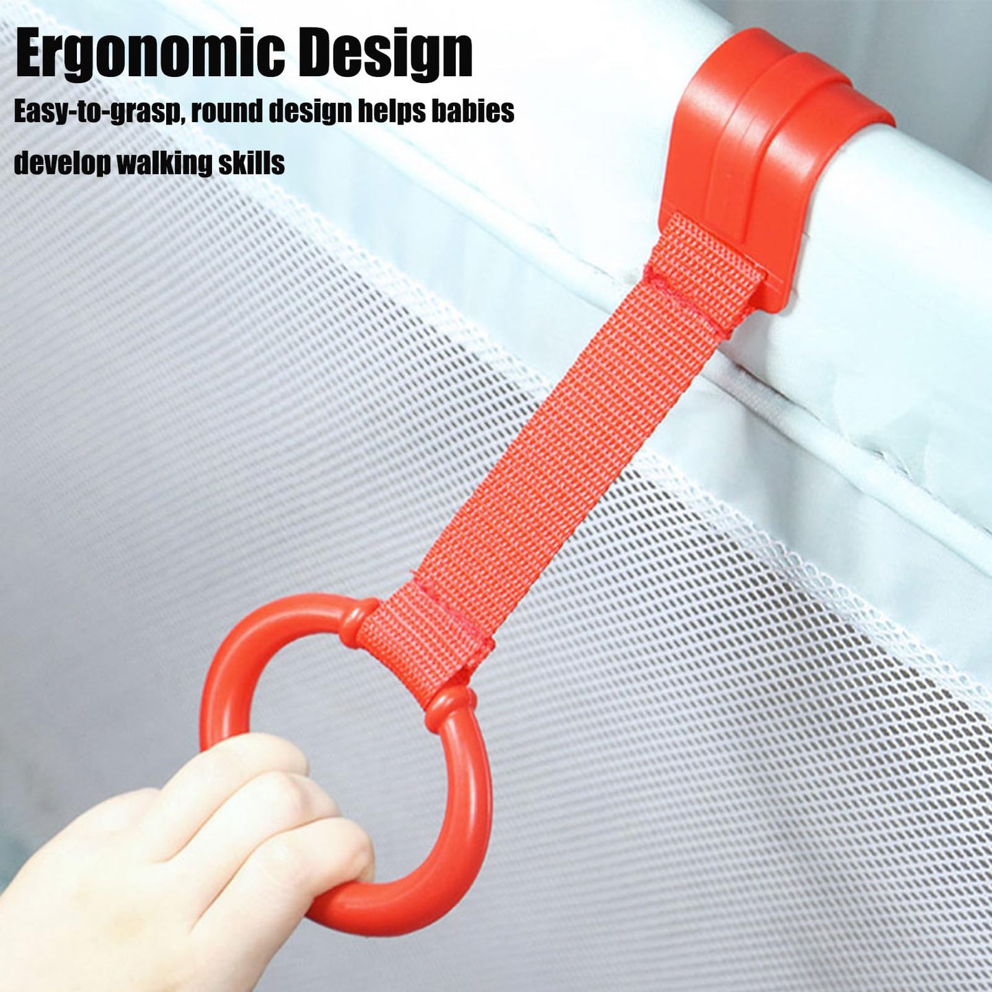 PandaEar 8 PCS Baby Pull Up Rings, Toddler Walking Exercise Stand Up for Playpen & Crib, Infant Cot Hanging Rings for Kids