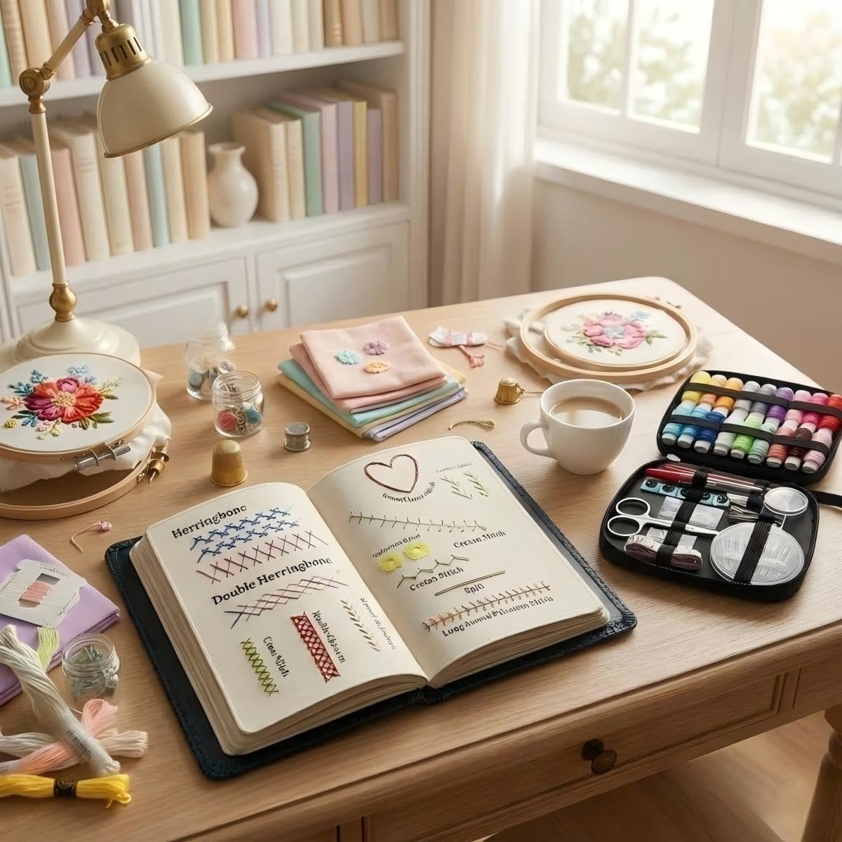 2026New Portable Embroidery Stitch Book Kit,embroidery sampler practice book diy Embroidery for beginners with instructions Gift for Easter All-Scenario Stitch Guide for Adults & Craft Lovers (1 Set)