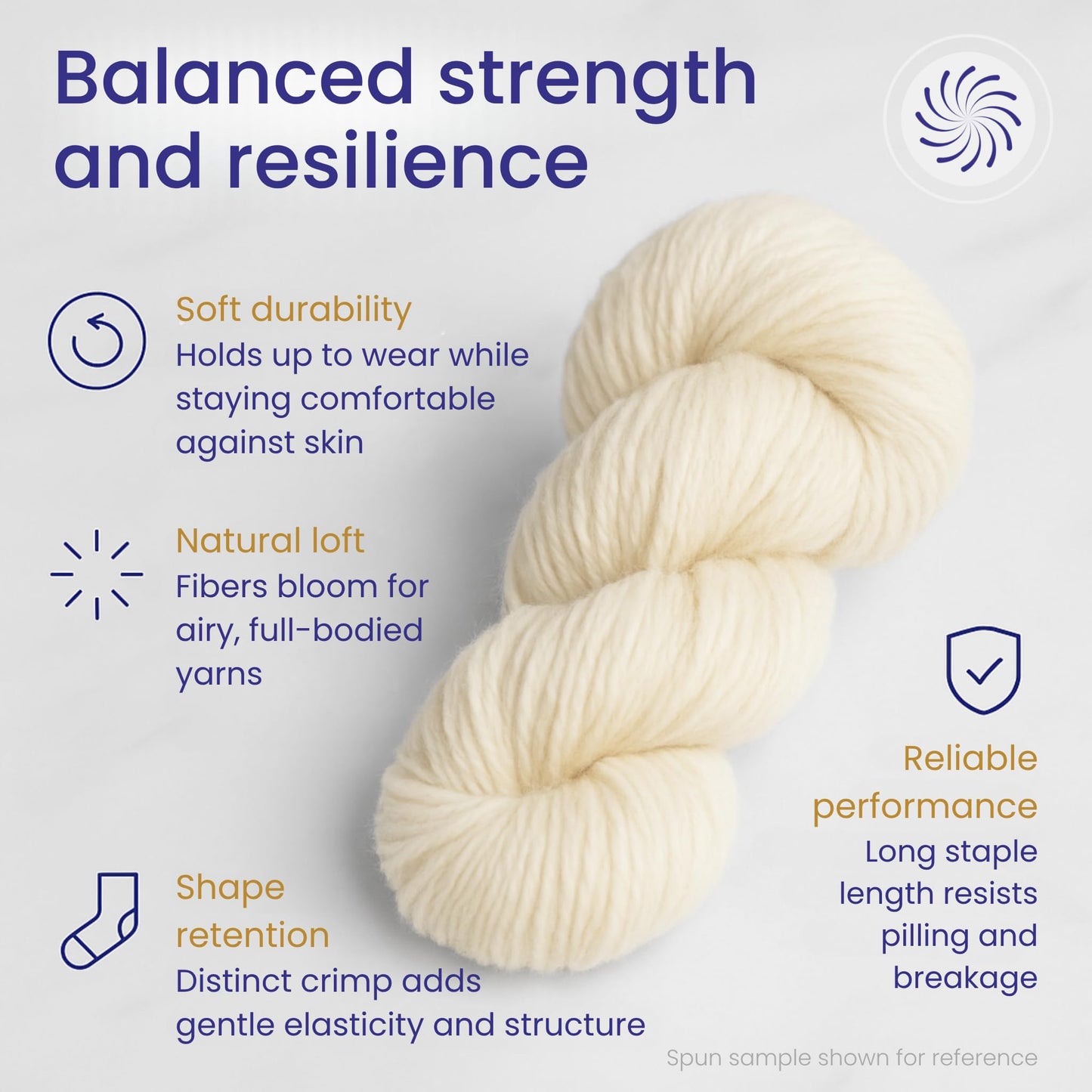 Revolution Fibers Corriedale Wool Roving 1 lb (16 Ounces) for Spinning | Soft Chunky Jumbo Yarn for Arm Knitting Blanket |100% Natural Undyed (Off-White) Wool Yarn Bulk, Felting Core, Carded Stuffing