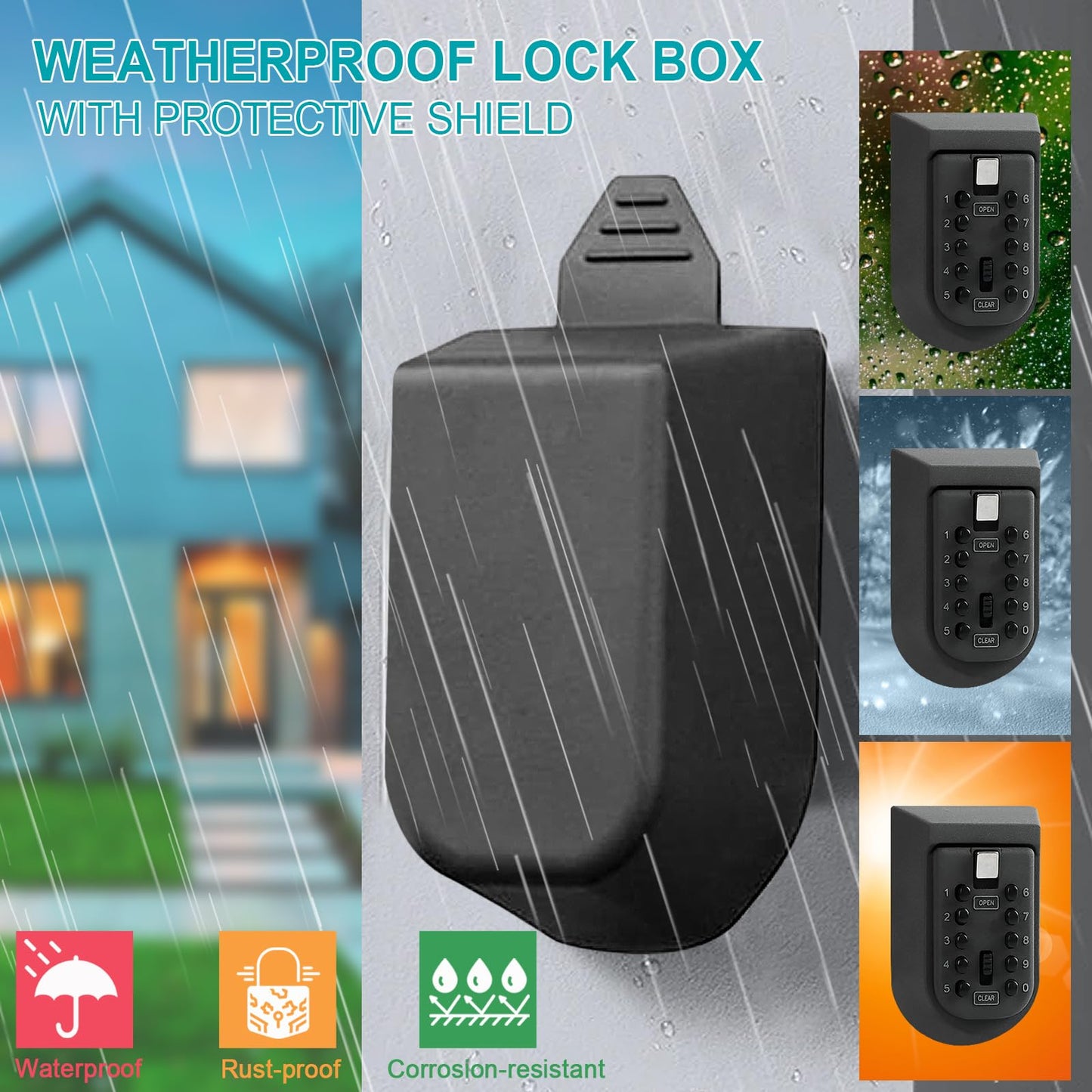 KAYCROWN Key Lock Box for Outside, Wall Mount Combination Lockbox Outdoor Lock Box for House Keys, Key Safe Storage Lock Box, Security Lockbox for Outside, Home, Office, Apartment Spare Key Storage