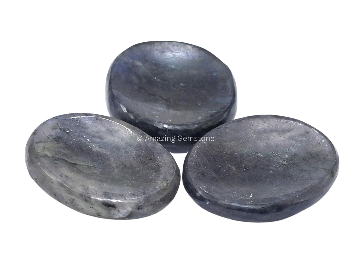 Amazing Gemstone Iolite Worry Stone, Healing Crystals - Piedra Crystal Fidget for Gift, Meditation, Calming, Relaxation, Stress Relief