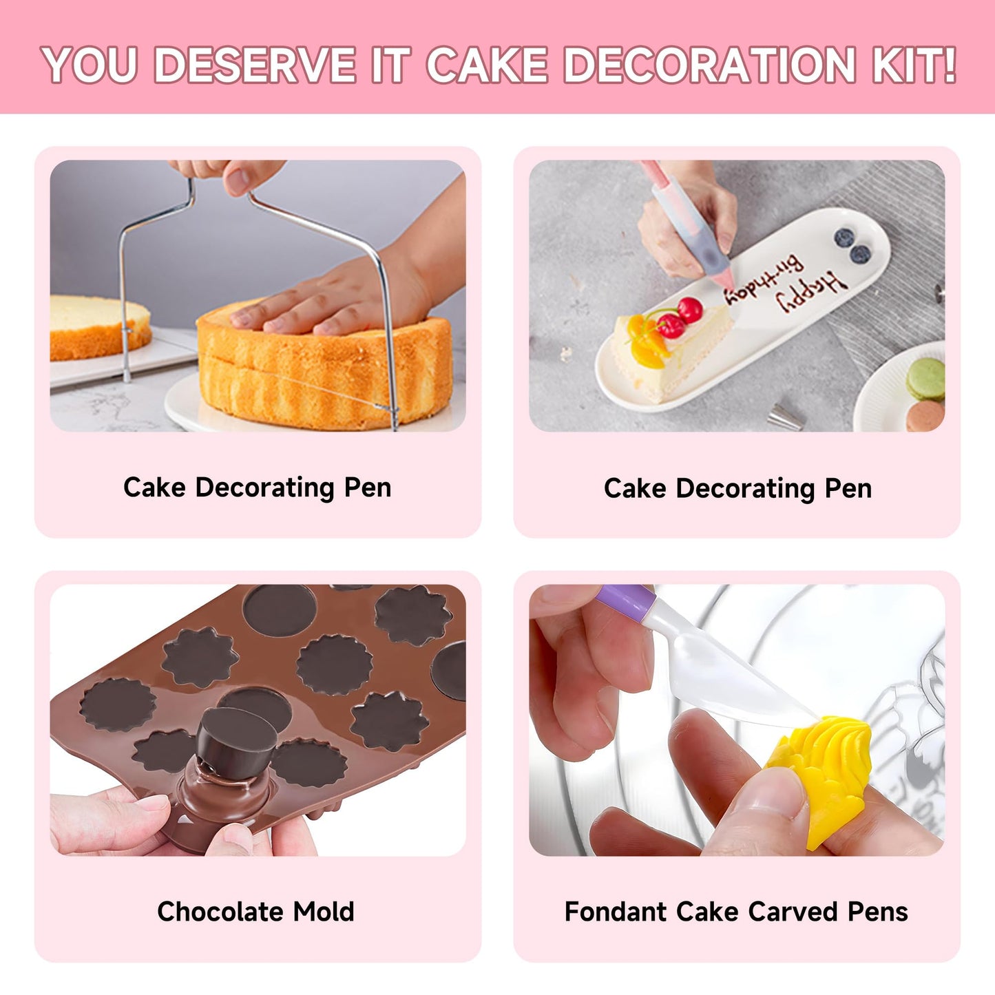 Cake Decorating Kit - Cake Turntable for Decorating with Baking Springform Pans, Cake Leveler, Numbered Piping Tips, 2 Spatulas, Baking Supplies Tools